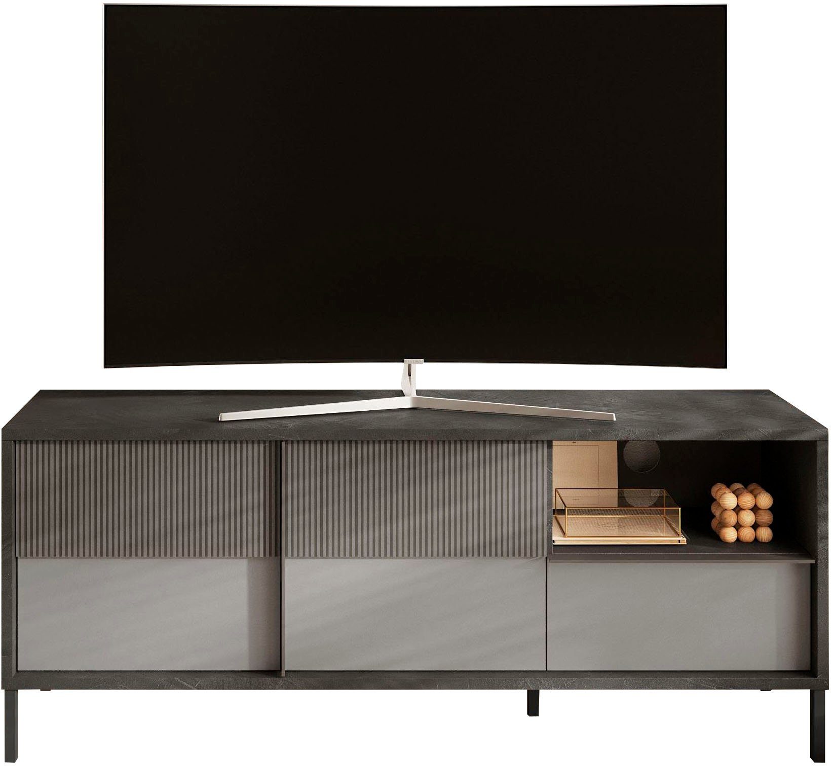 Home affaire Lowboard Everest Breite 156 cm, TV-Board mit 2 Türen u. 1 Schubkasten, Fernsehtisch, TV-Schrank, Soft/Self Closing, Korpus 22 mm