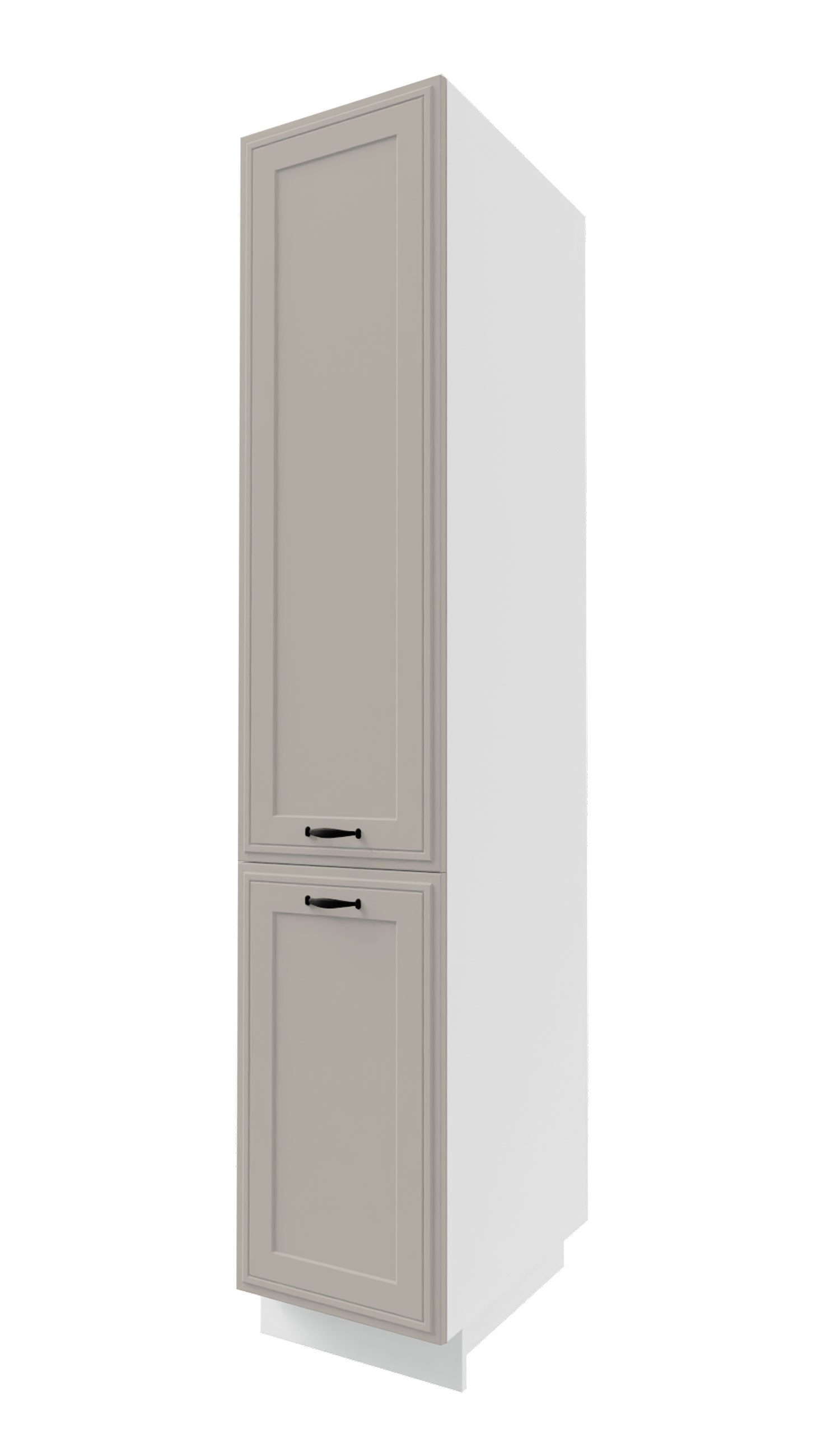 Feldmann-Wohnen Apothekerschrank Salo (Türscharniere mit Soft-Close-Funktion, 1-St., mit aufgesetzten 3D Kassettenfronten und formschönen Metallgriffen) 40x59x207cm schwarz - kaschmir supermatt (SL-2D14K/40/kargo)