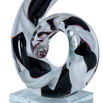 Levandeo® Skulptur, Glasfigur H26cm Skulptur Glas Glasdeko Schwarz Weiß Deko Design