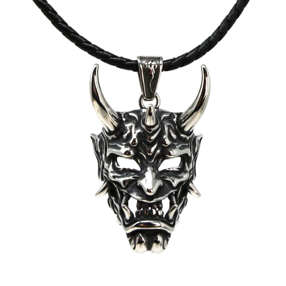 DALMARO Kette mit Anhänger Lederkette Edelstahlkette 316L TEUFEL MASKE, Her günstig online kaufen