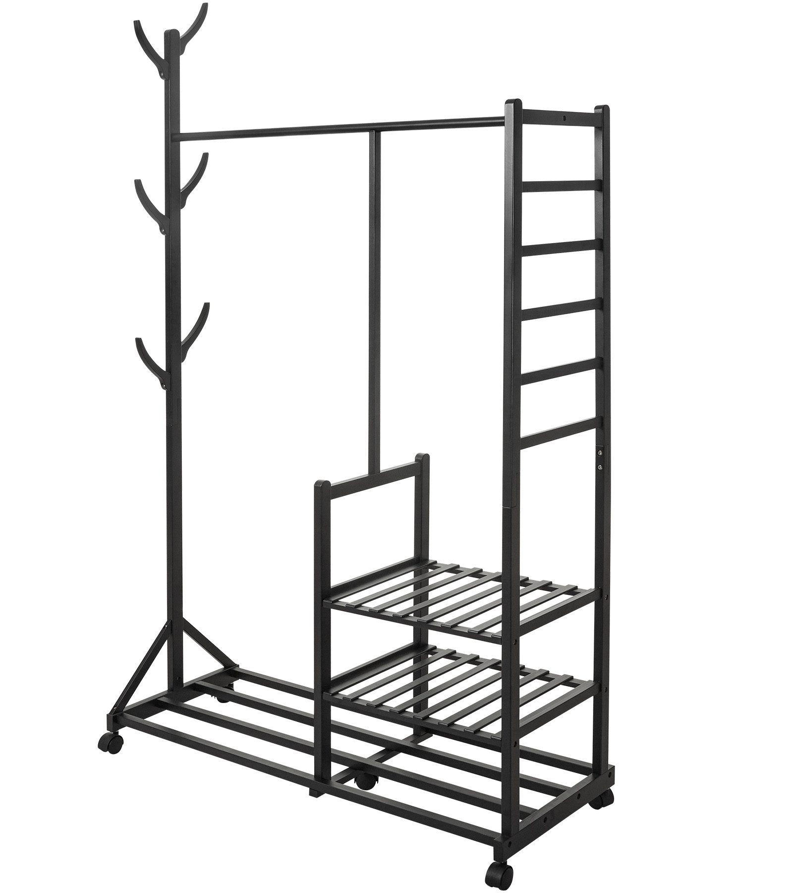 Yorbay Kleiderständer Garderobenständer aus Bambus, (mit Rollen, mit Kleide günstig online kaufen