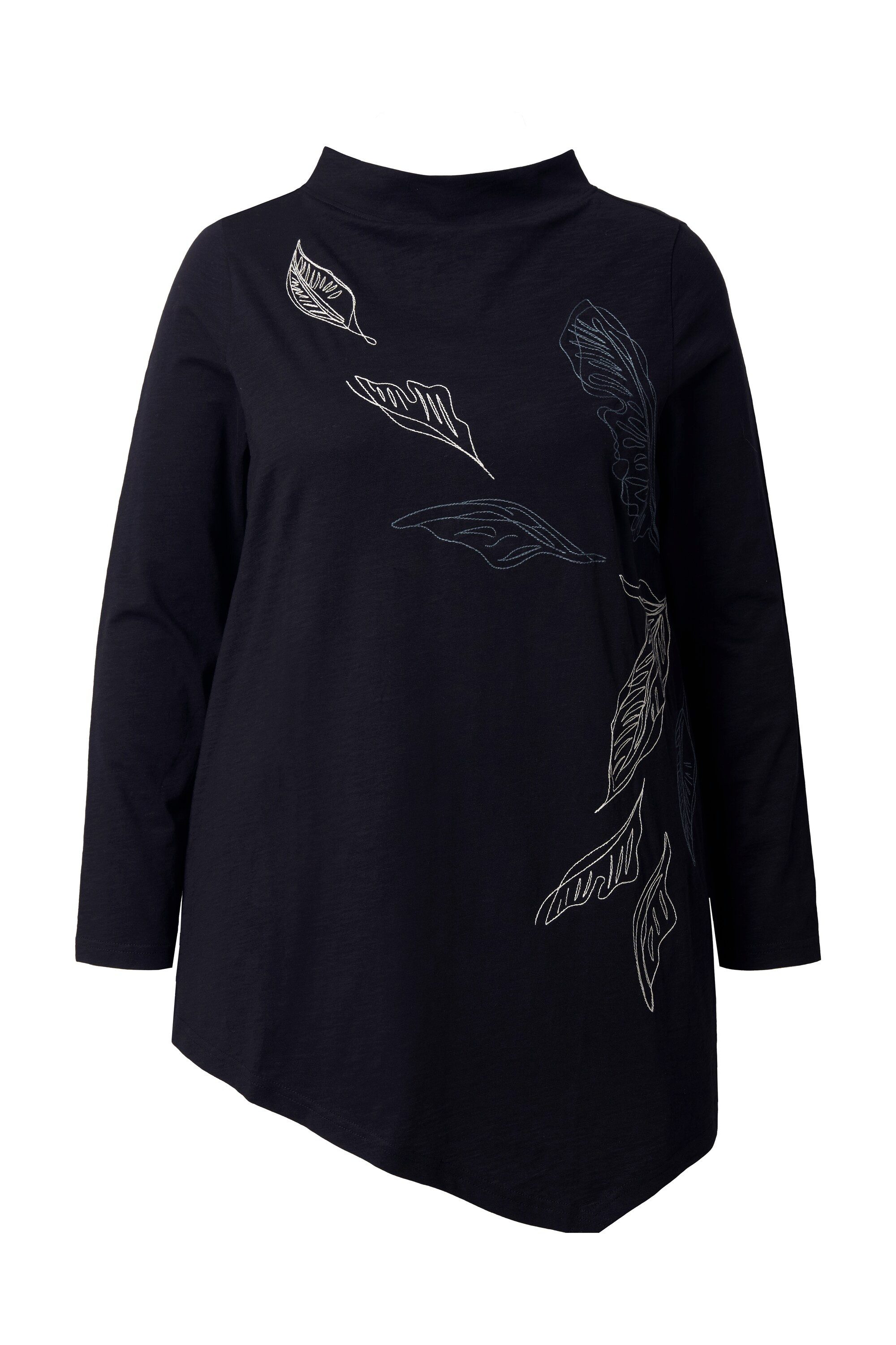 Ulla Popken Longshirt Longshirt Stickerei Stehkragen günstig online kaufen