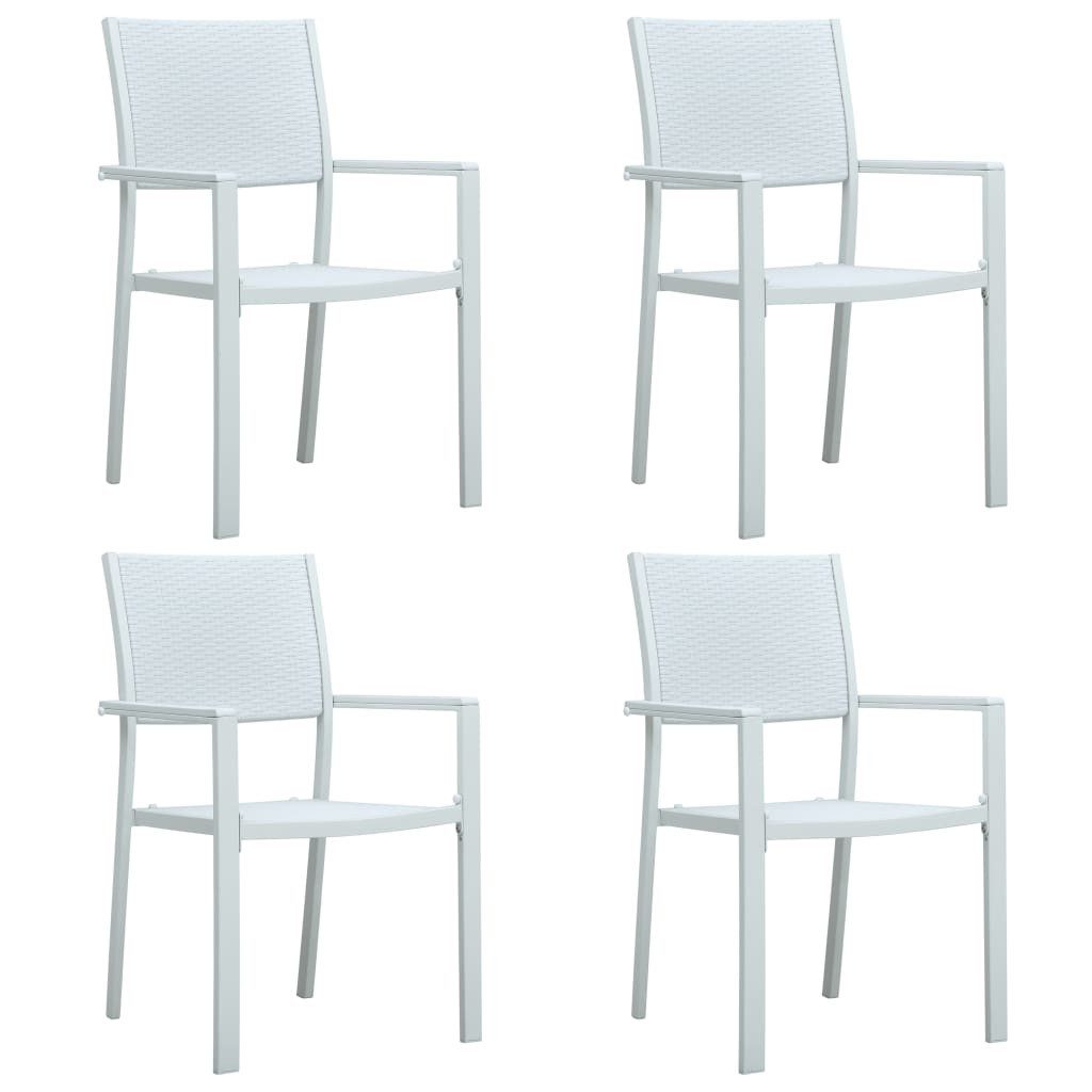 Gartenstuhl Gartenstühle 4 Stk. Weiß Kunststoff Rattan-Optik