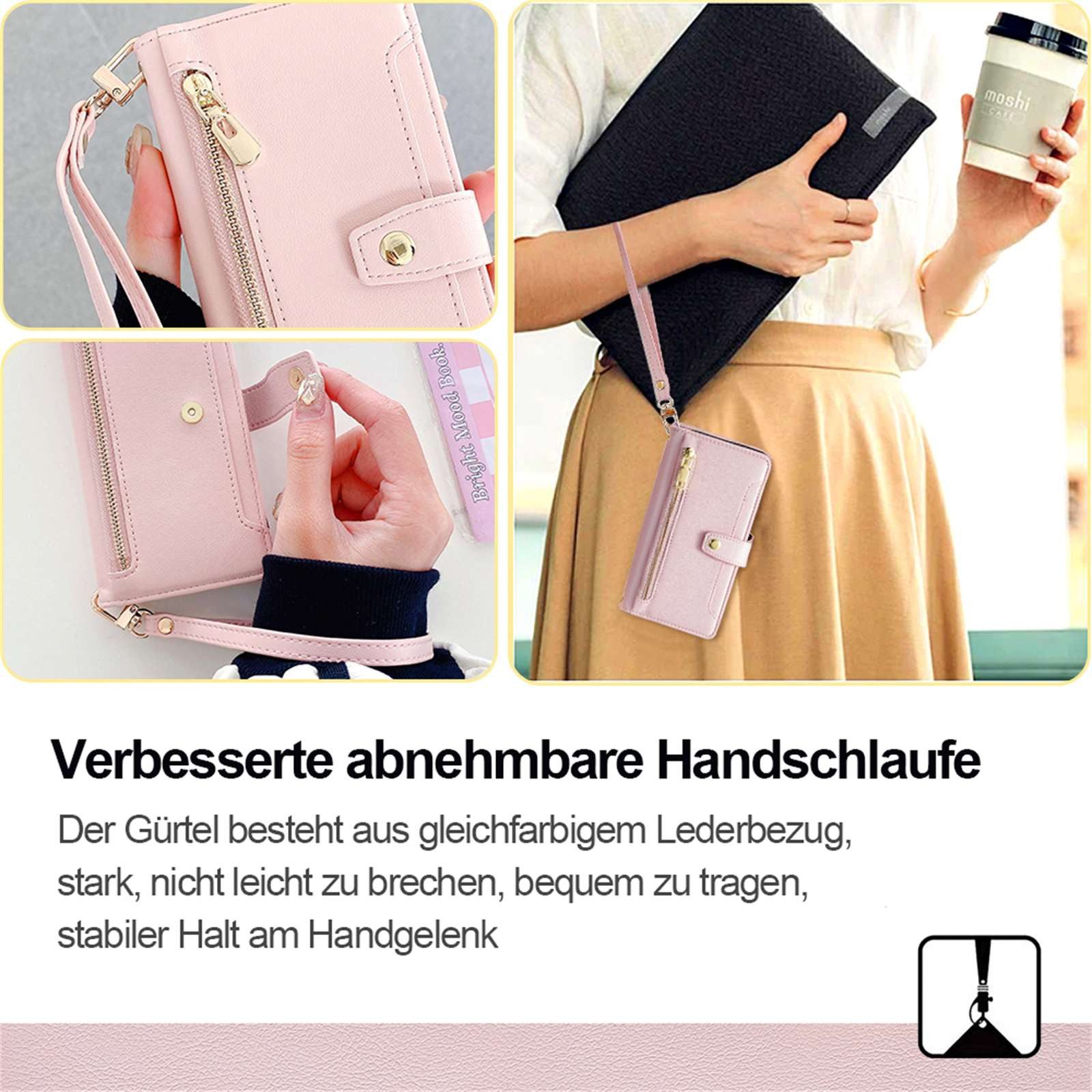 betterfon Handykette für Samsung Galaxy Leder Umhänge Hülle mit Kartenfächer, Hände frei – mit Silikonhülle & Schnur für flexiblen Alltag – Bild 5 von 5