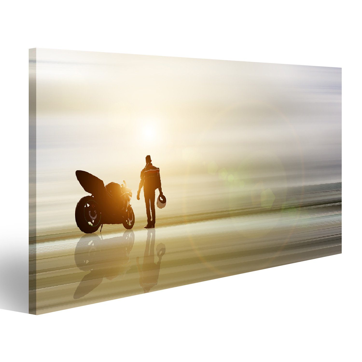 Leinwandbild Bild auf Leinwand Abstrakte Kunst Mit Motorrad Und Unscharfen Hintergr