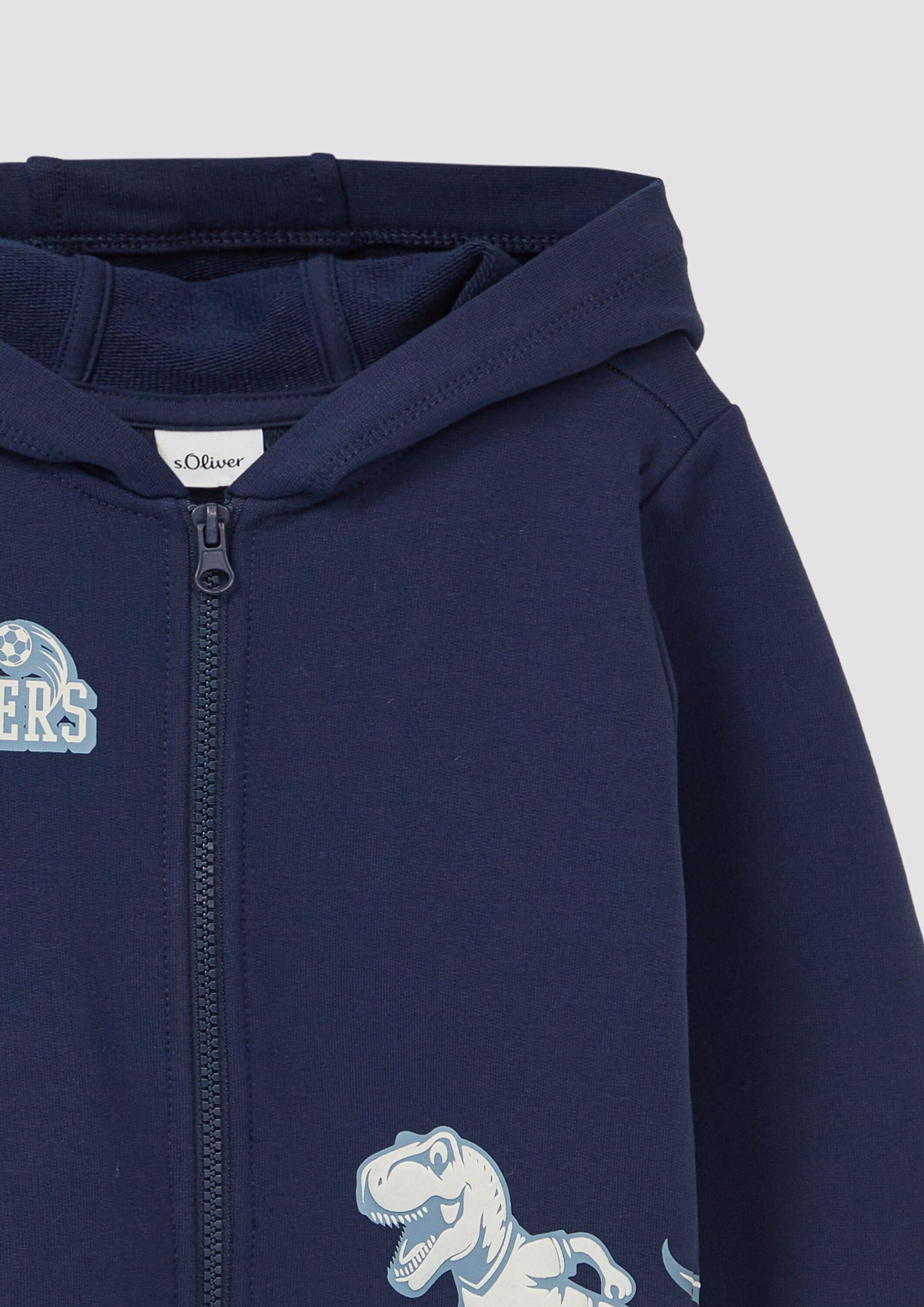 s.Oliver Sweatshirt Sweatshirt Jacke Kapuzen-Sweatjacke aus Baumwollmix mit Print-Detail – Bild 4 von 4