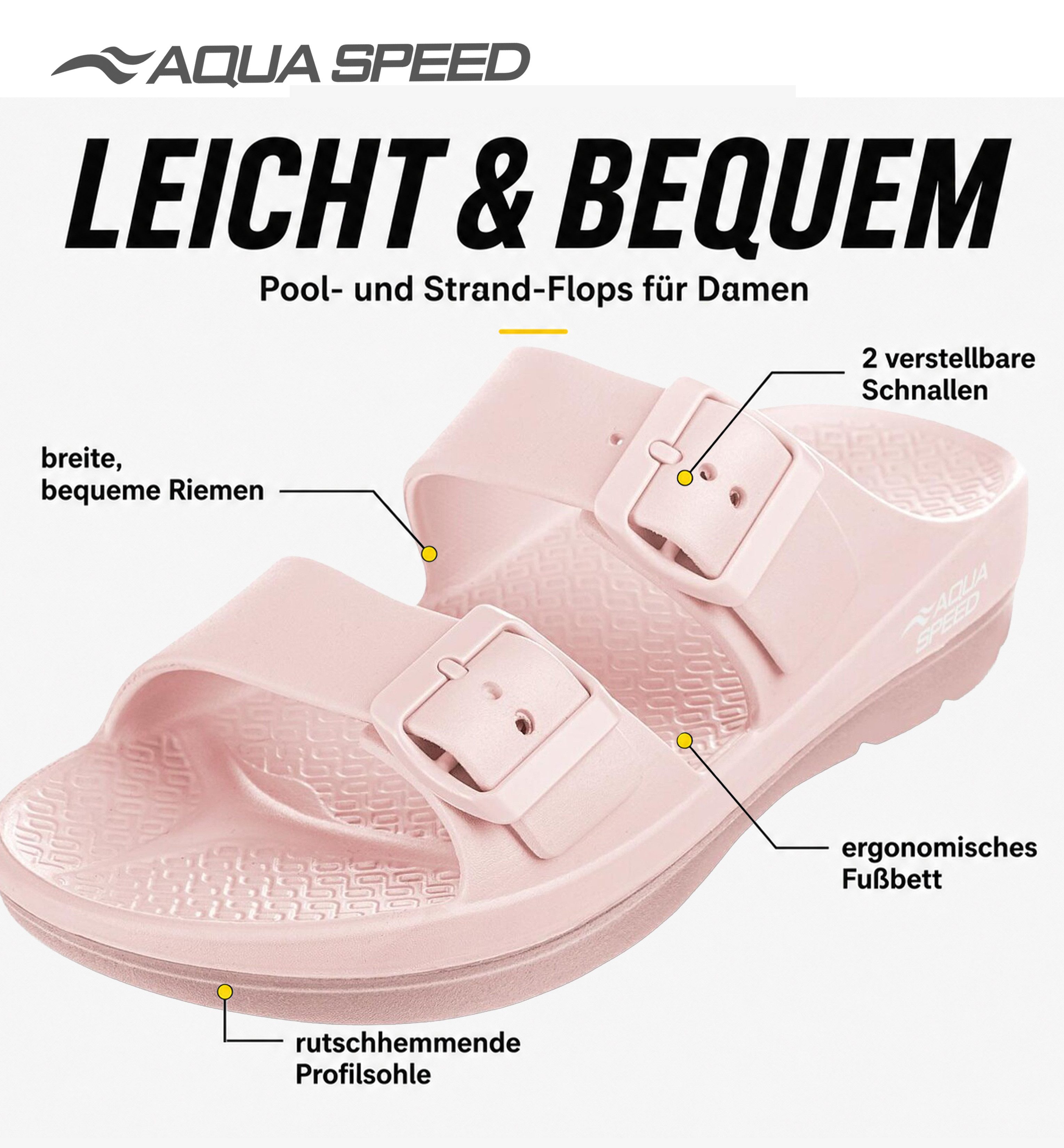 Aqua Speed Badelatschen ALICANTE Damen + Mikrofaserhandtuch Gr. 36-41 Badesandale