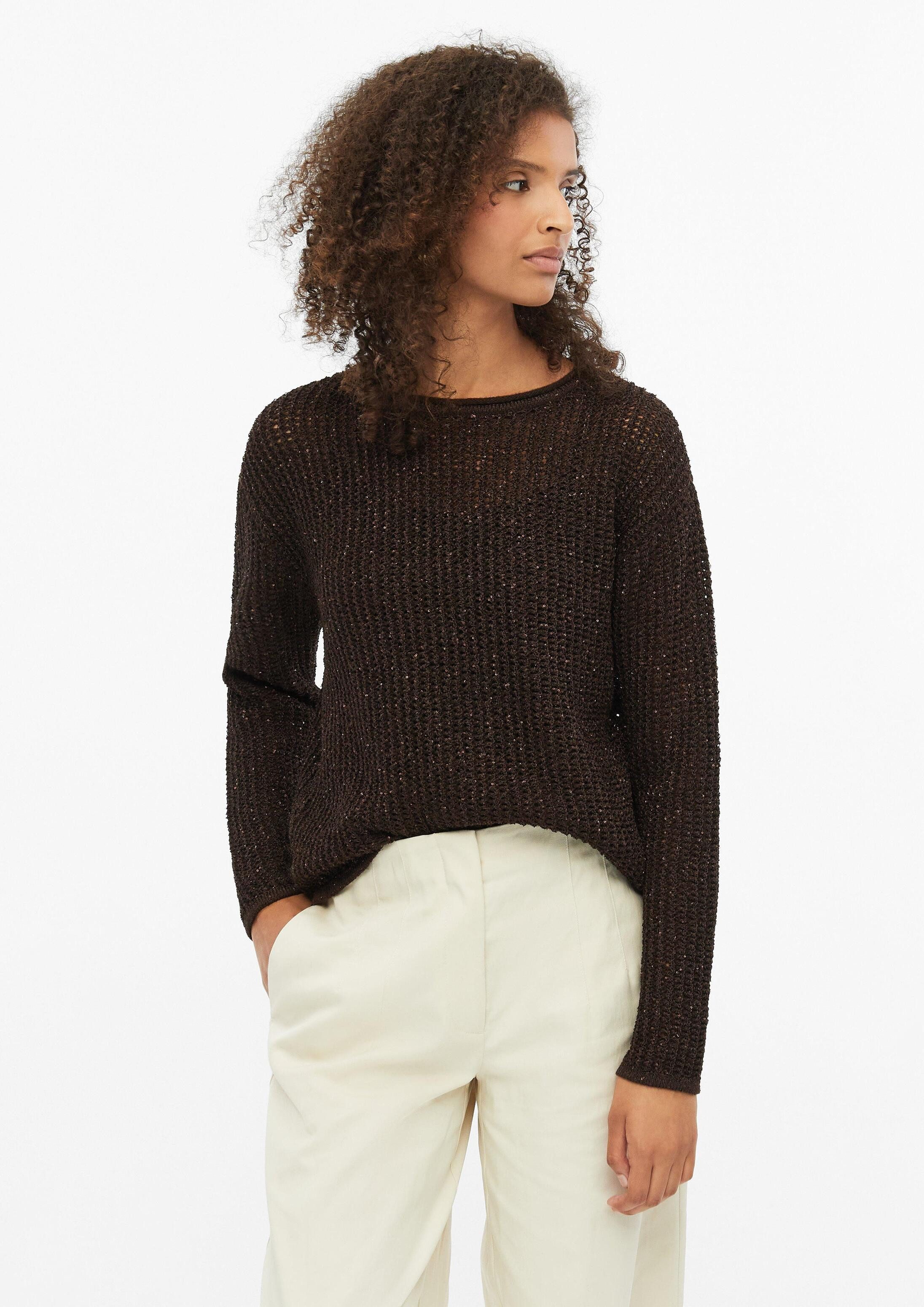 s.Oliver Longpullover Strickpullover Leicht transparenter Pullover mit Pailletten im Relaxed Fit