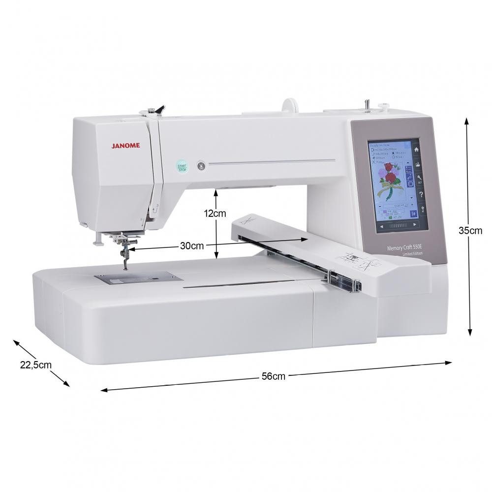 Janome Stickmaschine - Memory Craft 550E Limited Edition, Stickrahmen - 360 x 200 mm, 200 x 200 mm, 200 x 140 mm, 140 x 140 mm