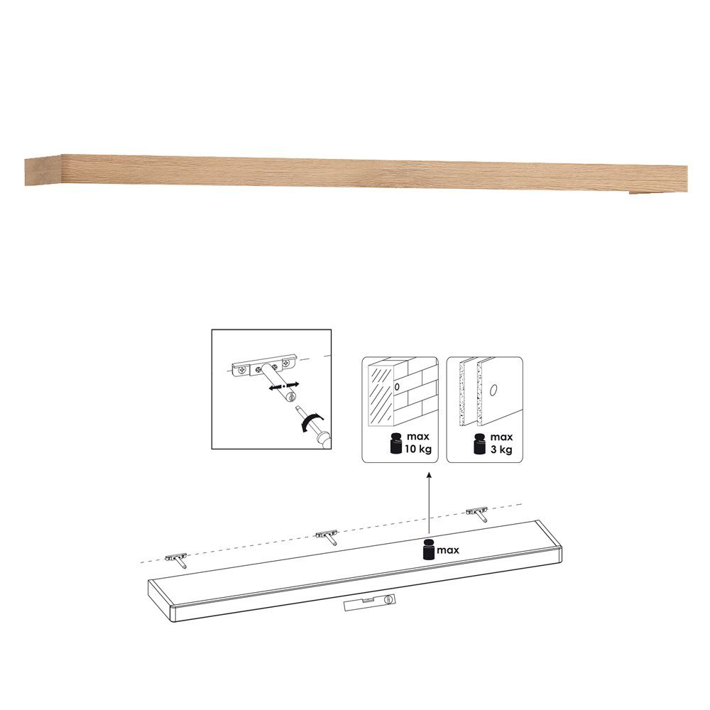 Lomadox Wohnzimmer-Set SANFORD-129, (Mega-Spar-Set, 2-St., 2-tlg), San Remo Eiche hell Nb., TV Lowboard, Wandboard
