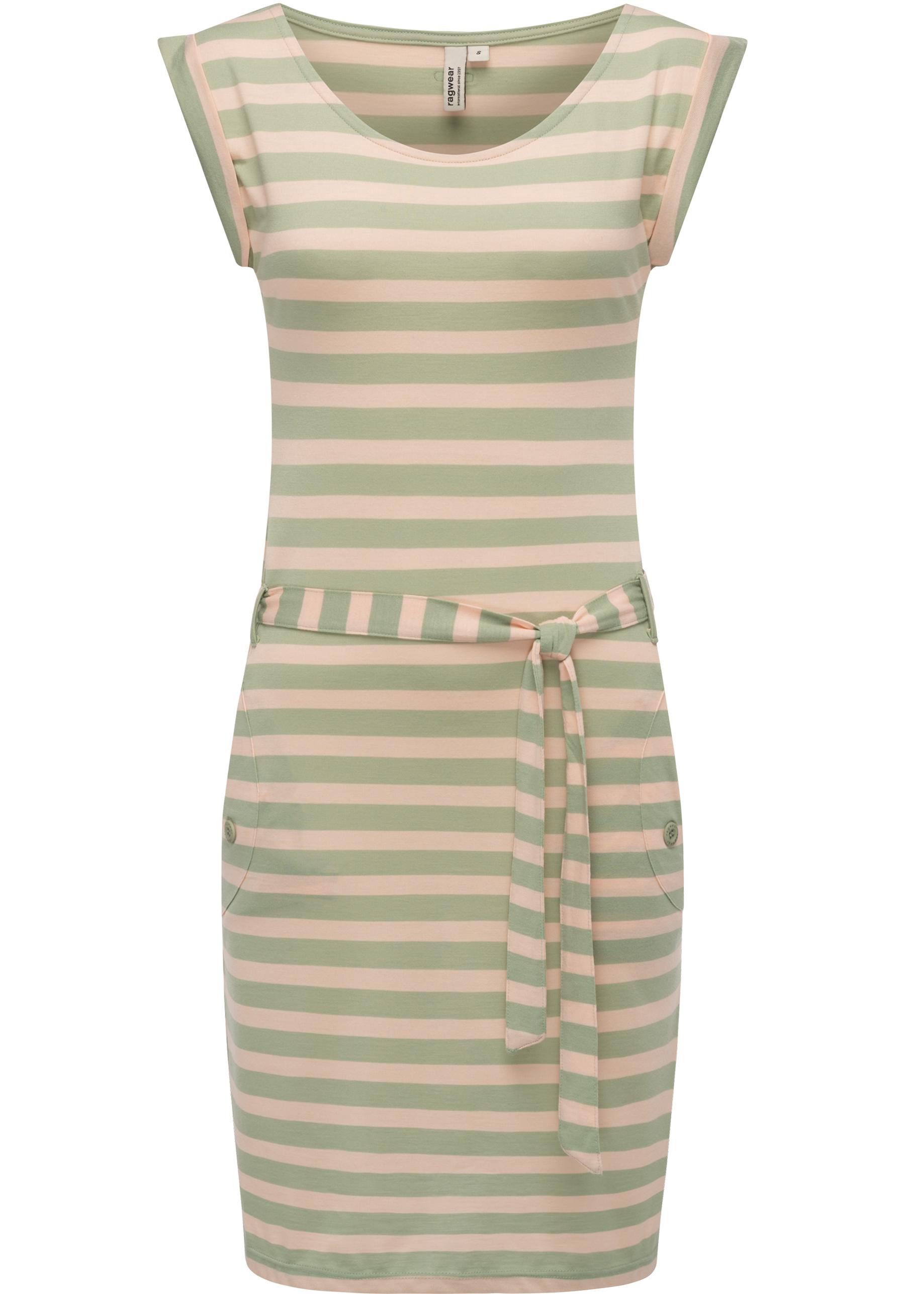 Ragwear Sommerkleid Tagg Stripes gestreiftes Damen Minikleid mit Taillenband und Taschen