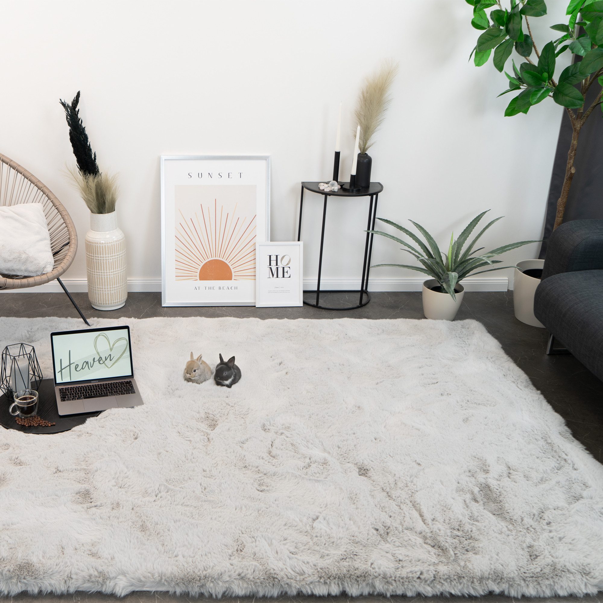 Consilio Concept Fellteppich Teppich Hasenfell Imitat HEAVEN Fell Hochflor günstig online kaufen