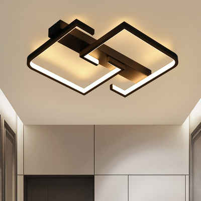 ZMH LED Deckenleuchte Deckenlampe Modern für Schlafzimmer Flur, Hochwertige Lampenperlen, LED fest integriert, 3000k, warmweiß, Schwarz, 30cm