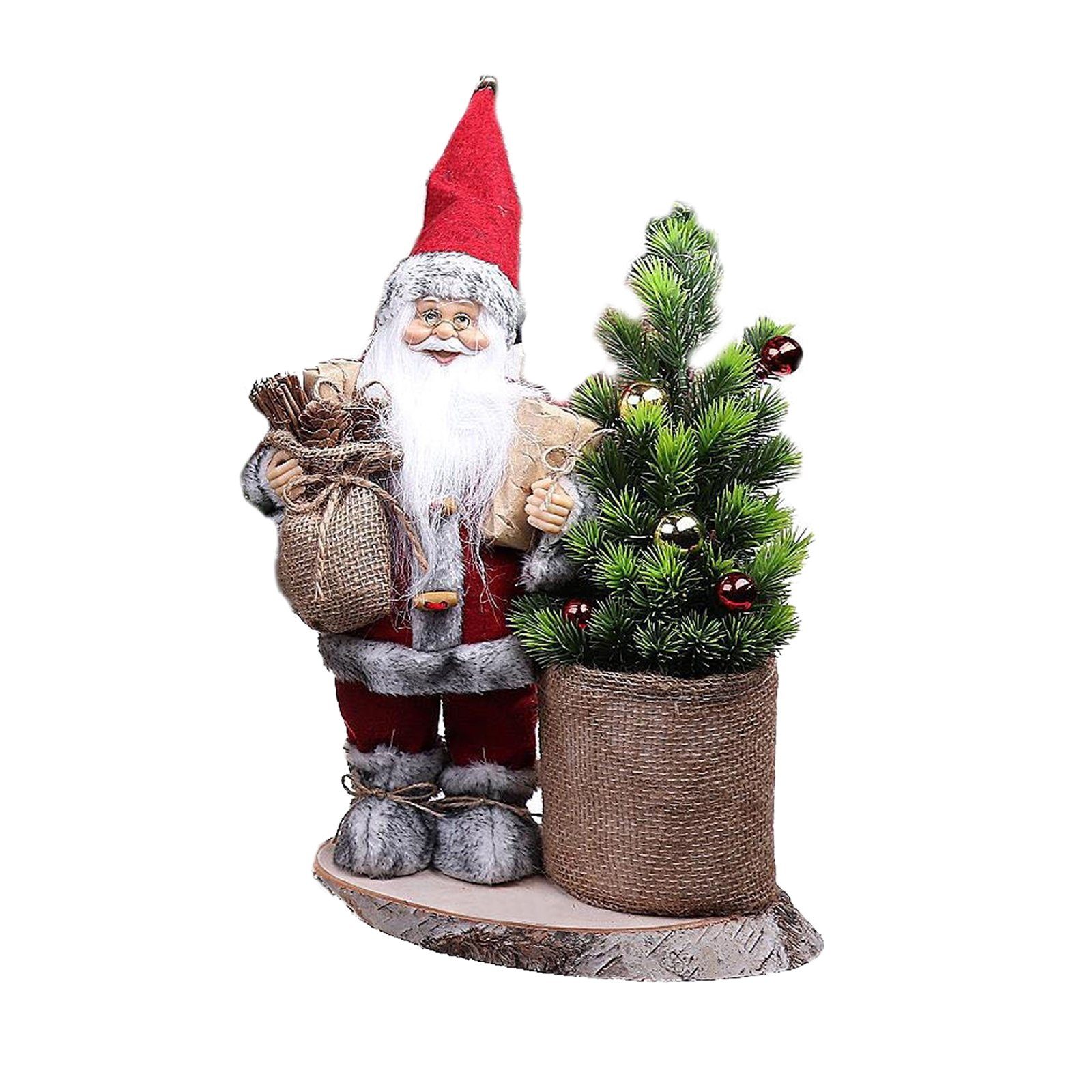 Dekofigur Weihnachtsmannfigur 30 cm mit Baum