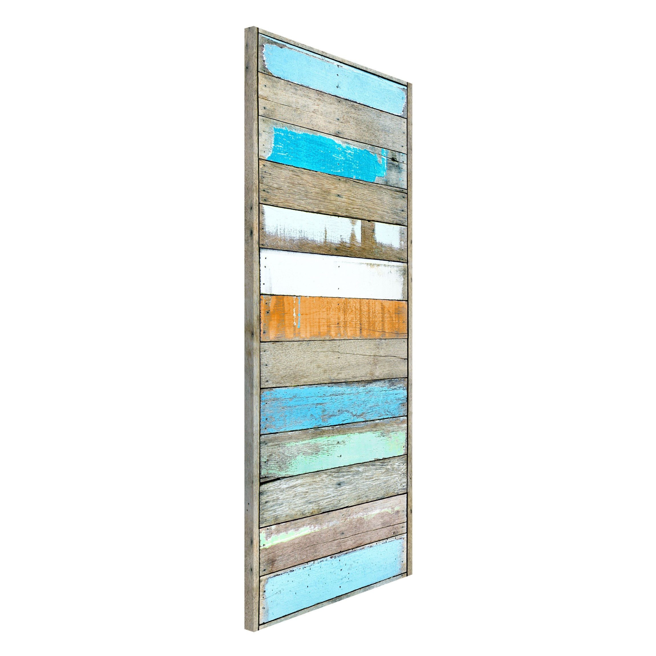 Bilderdepot24 Magnettafel Küche Holzoptik Shelves of the Sea, (1-tlg., Magnetboard Pinnwand für die Wand - metallische Tafel für Magnete), Magnetwand groß mit Motiv Büro Memoboard magnetisch Hochformat