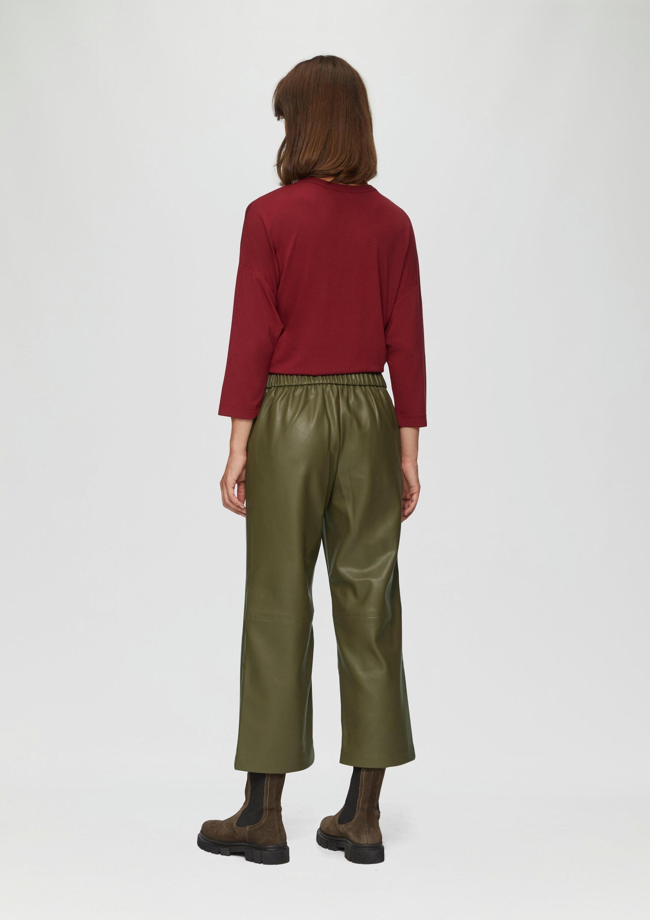 s.Oliver Culotte Hose Culotte aus Lederimitat mit Nahtdetails