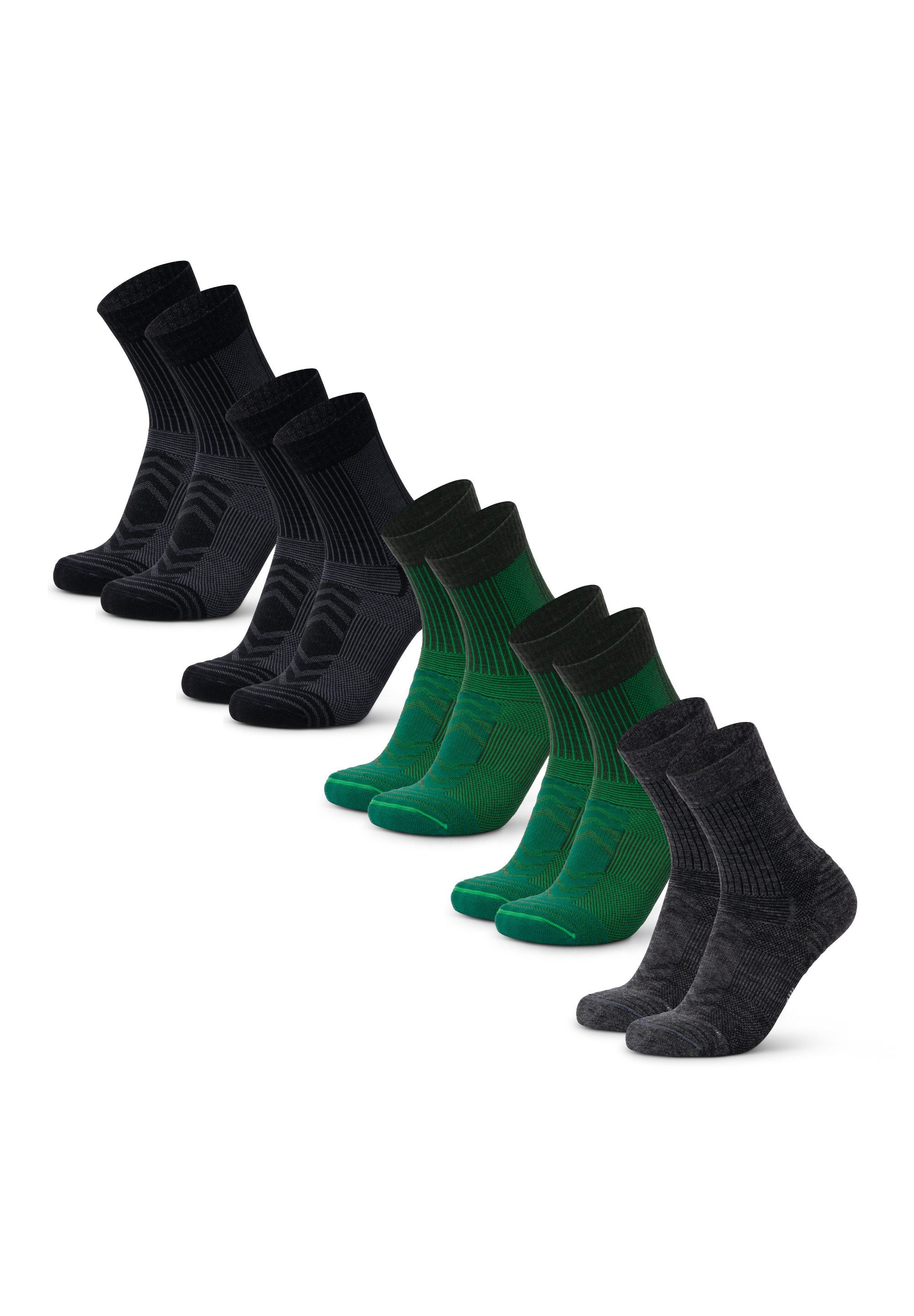 DANISH ENDURANCE Basicsocken Merino Hiking Light (5-Paar) Leicht & gepolstert, Anti-Blasen Socken, Ideal zum Wandern