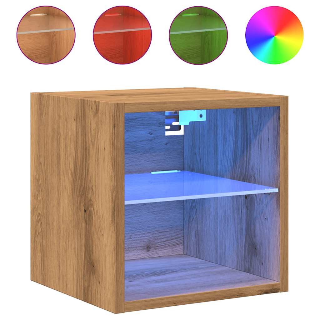vidaXL TV-Wand TV-Wandschrank mit LED-Leuchten Artisan-Eiche günstig online kaufen