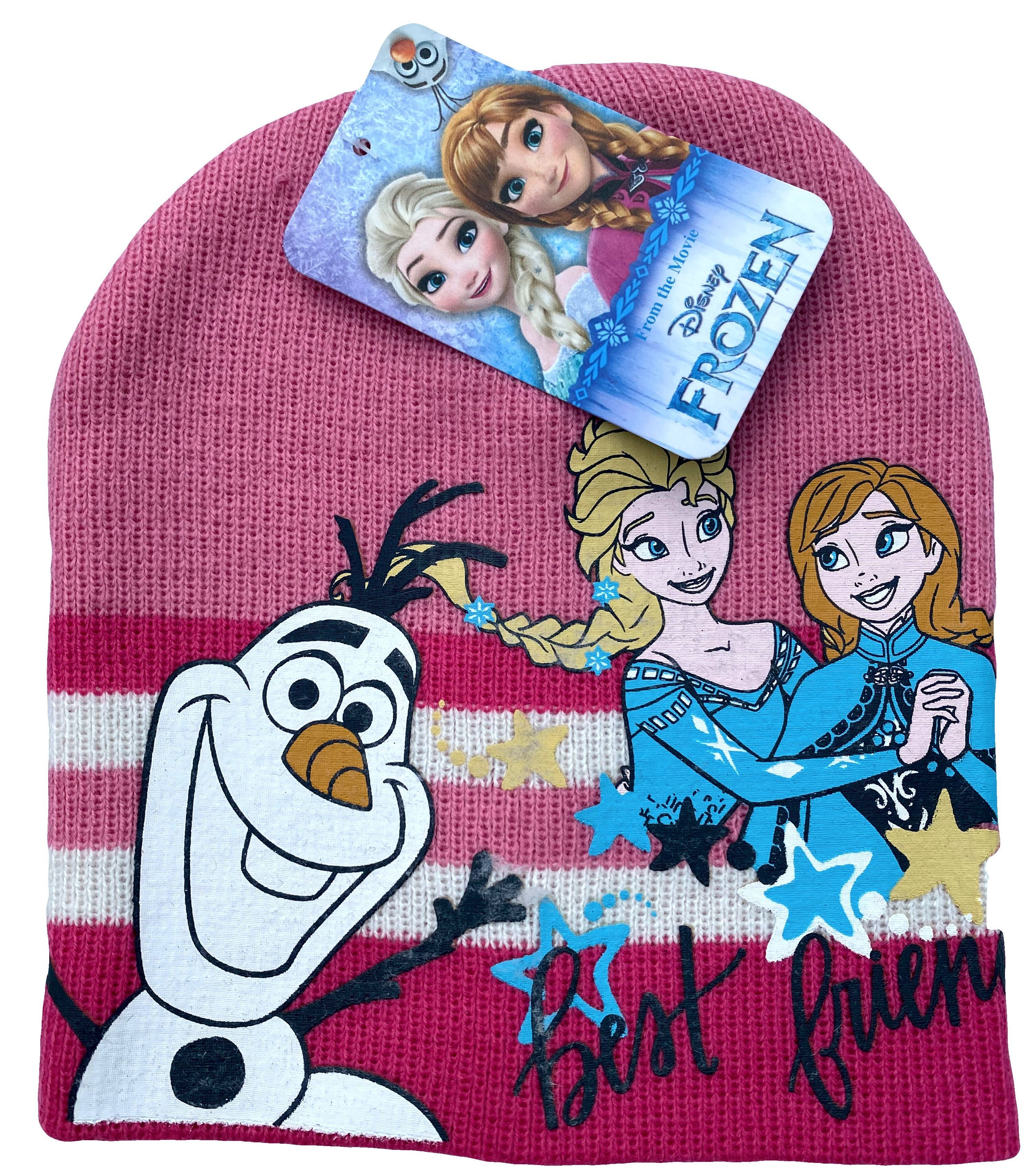 Disney Frozen + grau FROZEN Eiskönigin und Beanie Wintermütze Die Mädchen 54 Beanie Gr.52 Mütze rosa blau