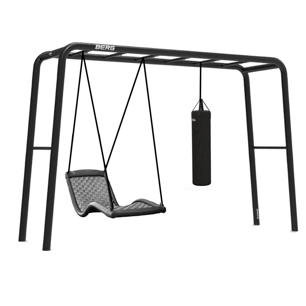 Berg Klettergerüst PlayBase L Schaukelgestell mit 2 Reckstangen Relaxschaukel und Boxsack