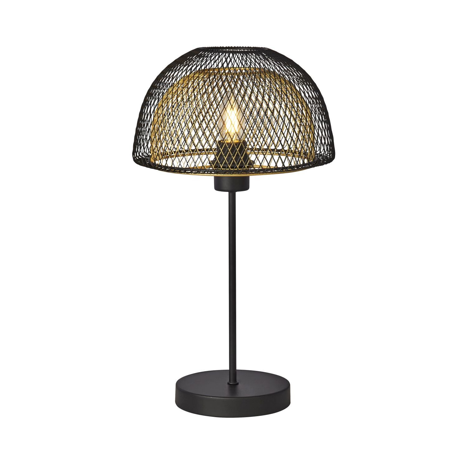 Licht-Erlebnisse Nachttischlampe LUCIA, ohne Leuchtmittel, in Schwarz Gold E27 47 cm Ø 26 cm Metall Modern Wohnzimmer LUCIA
