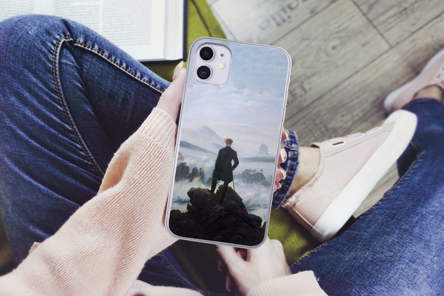 MuchoWow Handyhülle für Apple iPhone 11 Der Wanderer über dem Nebelmeer - Caspar David Fri, Smartphone-Bumper, Print, Handy Schutzhülle Dünn