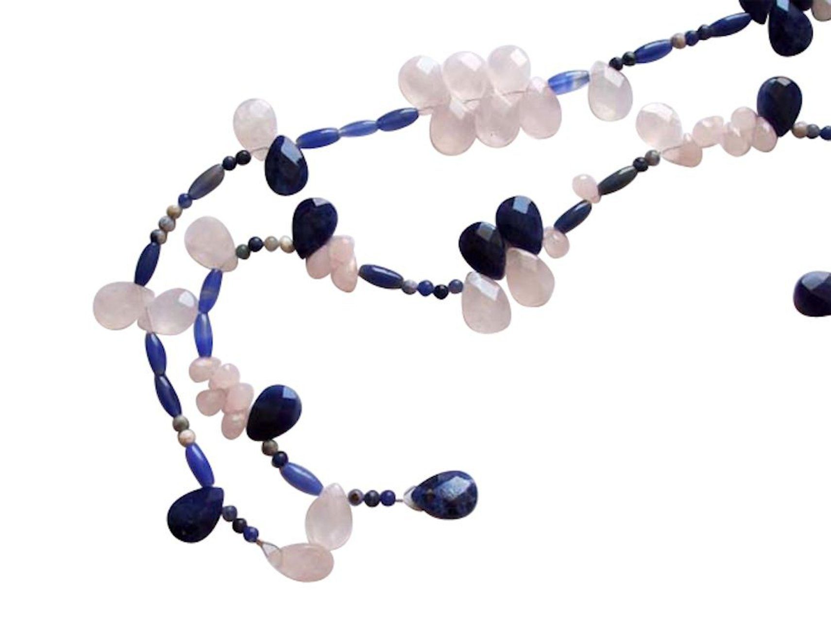 Bild von Gemshine Perlenkette »Lariat Lapis Lazuli und Rosenquarz«, Made in Germany