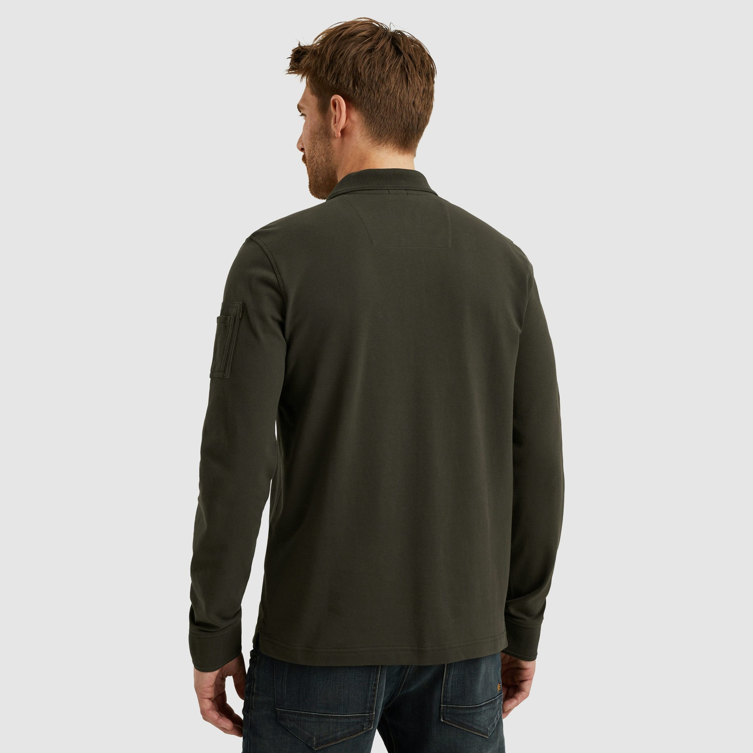 PME LEGEND Langarm-Poloshirt mit Logo Stickerei