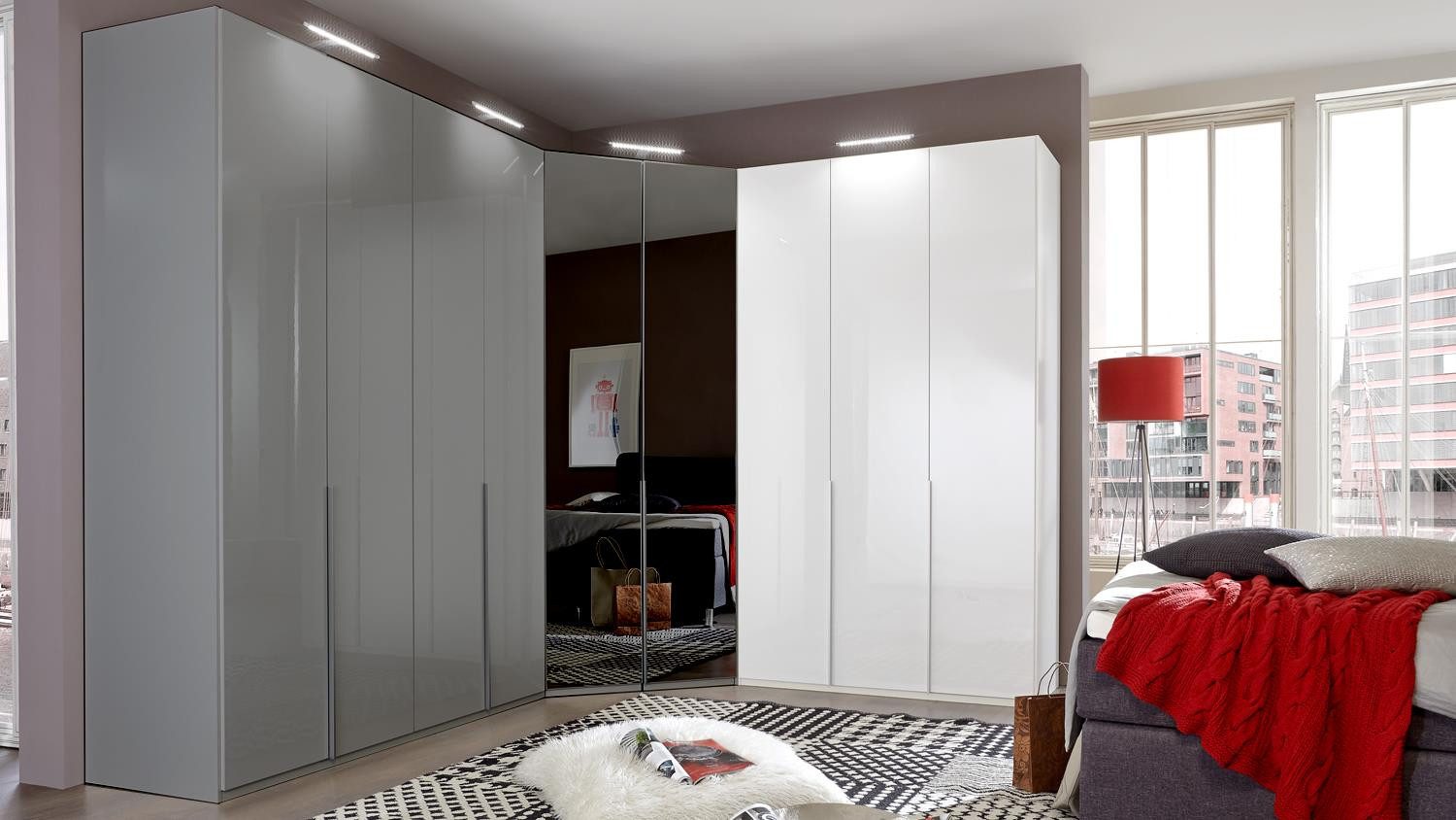 Wimex Kleiderschrank Kleiderschrank New York D ca. 135x208 cm Pealglanz softwhite