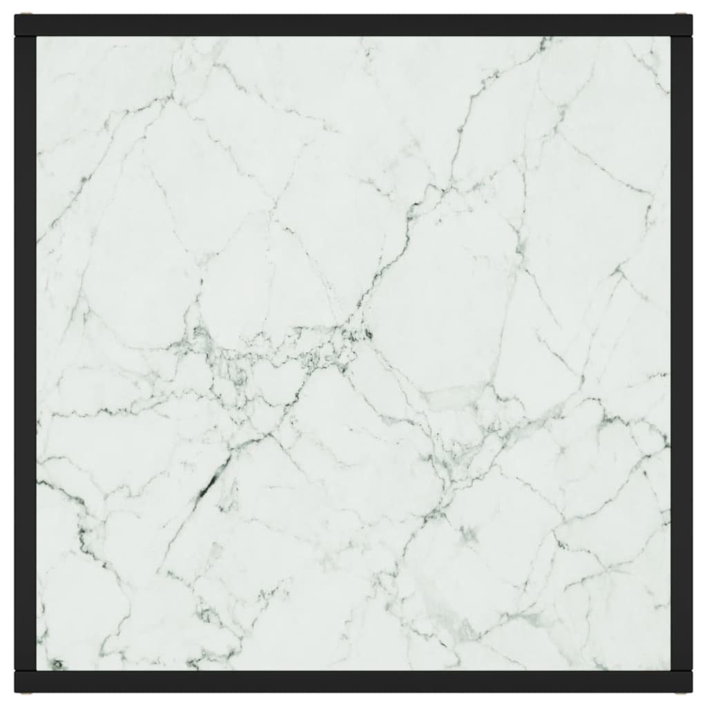 Weißem cm Glas furnicato Marmor-Optik mit 60x60x35 Couchtisch Schwarz in