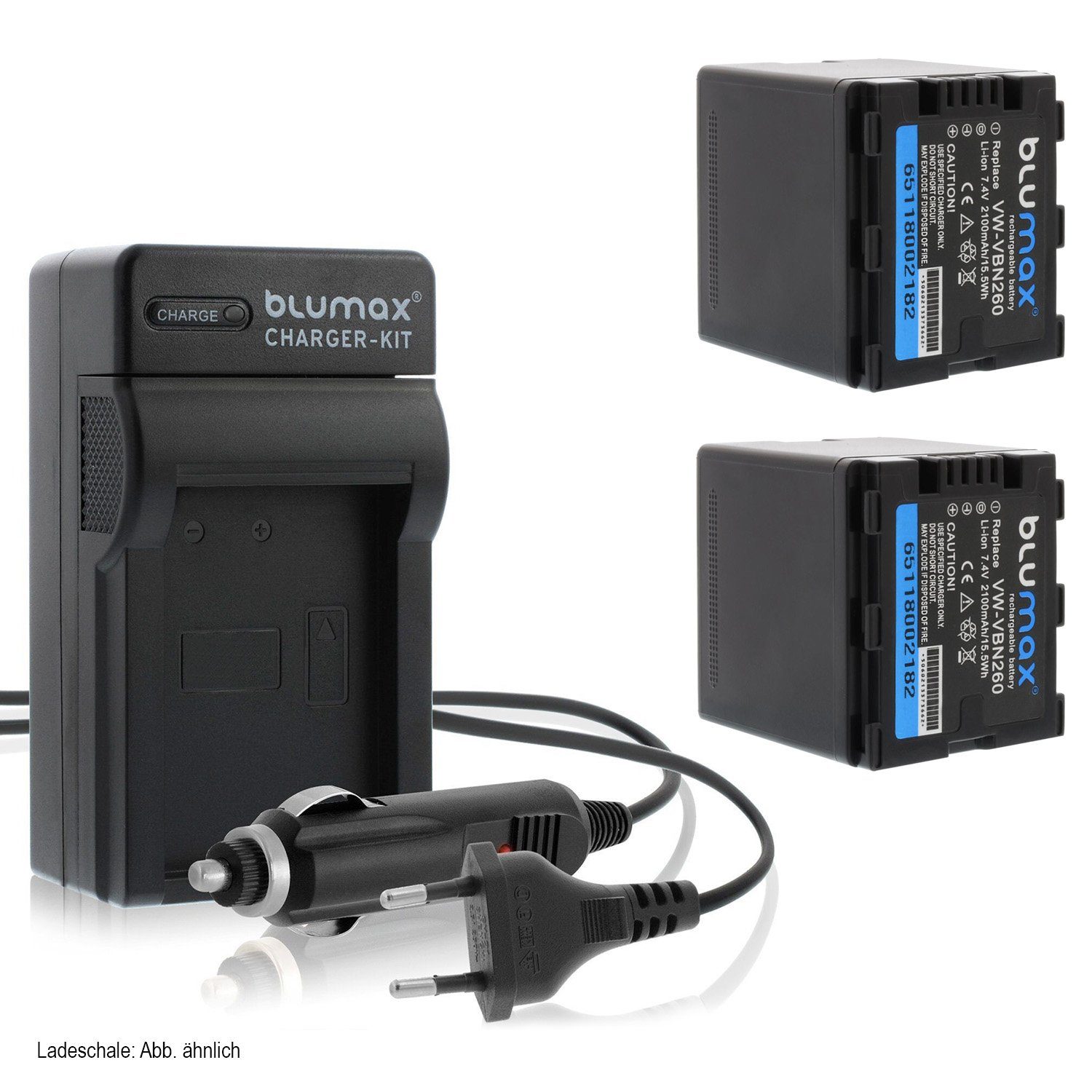 Blumax Set mit Lader für Panasonic VW-VBN260 2100 mAh Kamera-Akku