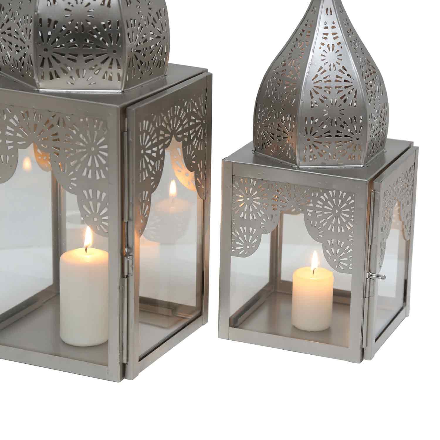 Casa Moro Kerzenlaterne Orientalische Laterne Windlicht Modena Silber 2er S günstig online kaufen