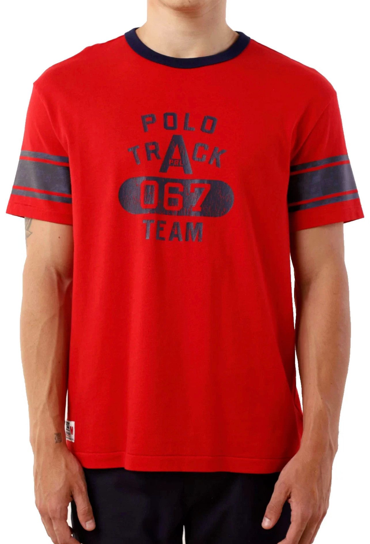 Polo Ralph Lauren T-Shirt Herren Track Team Classic Fit Baumwolle Tee Markanter „Polo Track 067 Team“-Frontprint