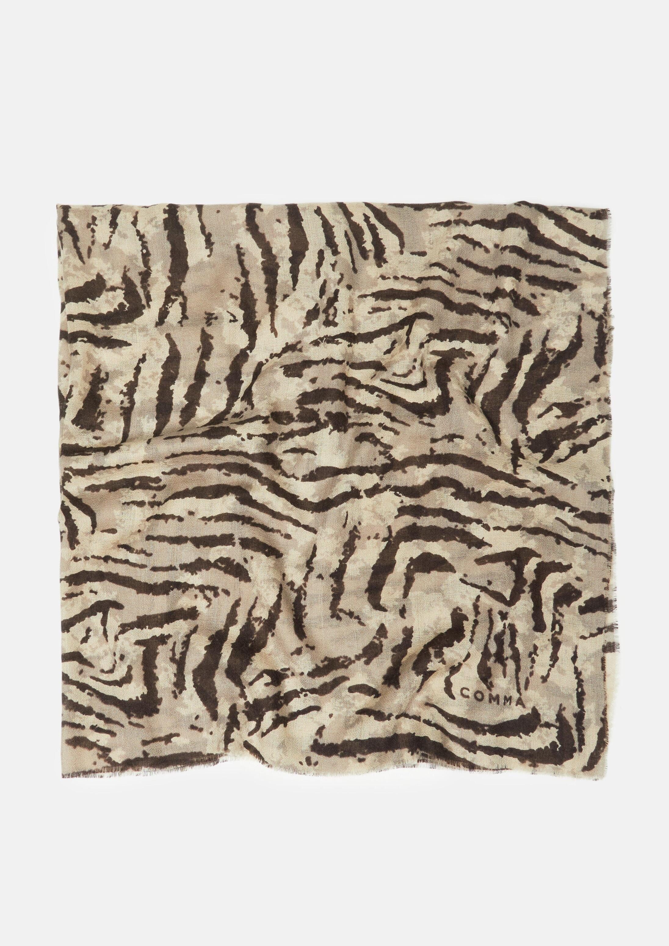 comma Schal Tuch, Wollmix-Tuch mit Animal-Print