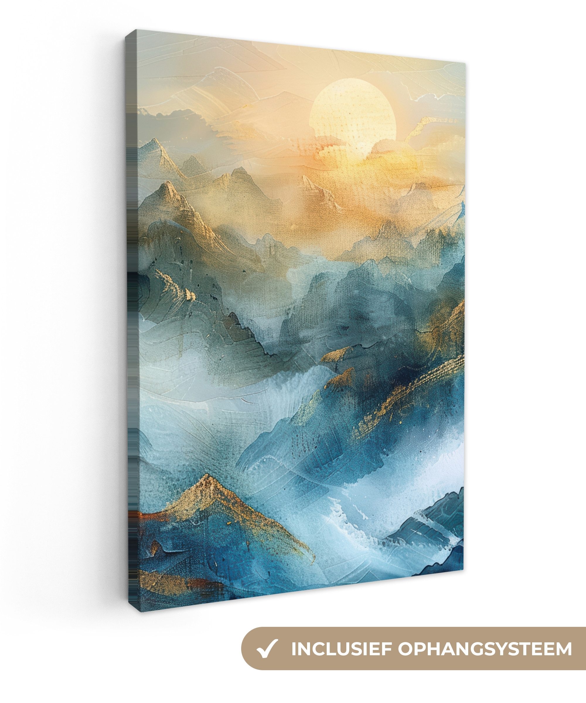 OneMillionCanvasses® Leinwandbild Abstrakt - Landschaft - Berge - Blau - Modern, Fotodruck (1 St), Leinwandbilder XXL für Wohnzimmer 90x140 cm. Reduzierter Preis € 116,35. Unverbindliche Preisempfehlung € 168,00, (€ 116,35 pro 1 Stk)
