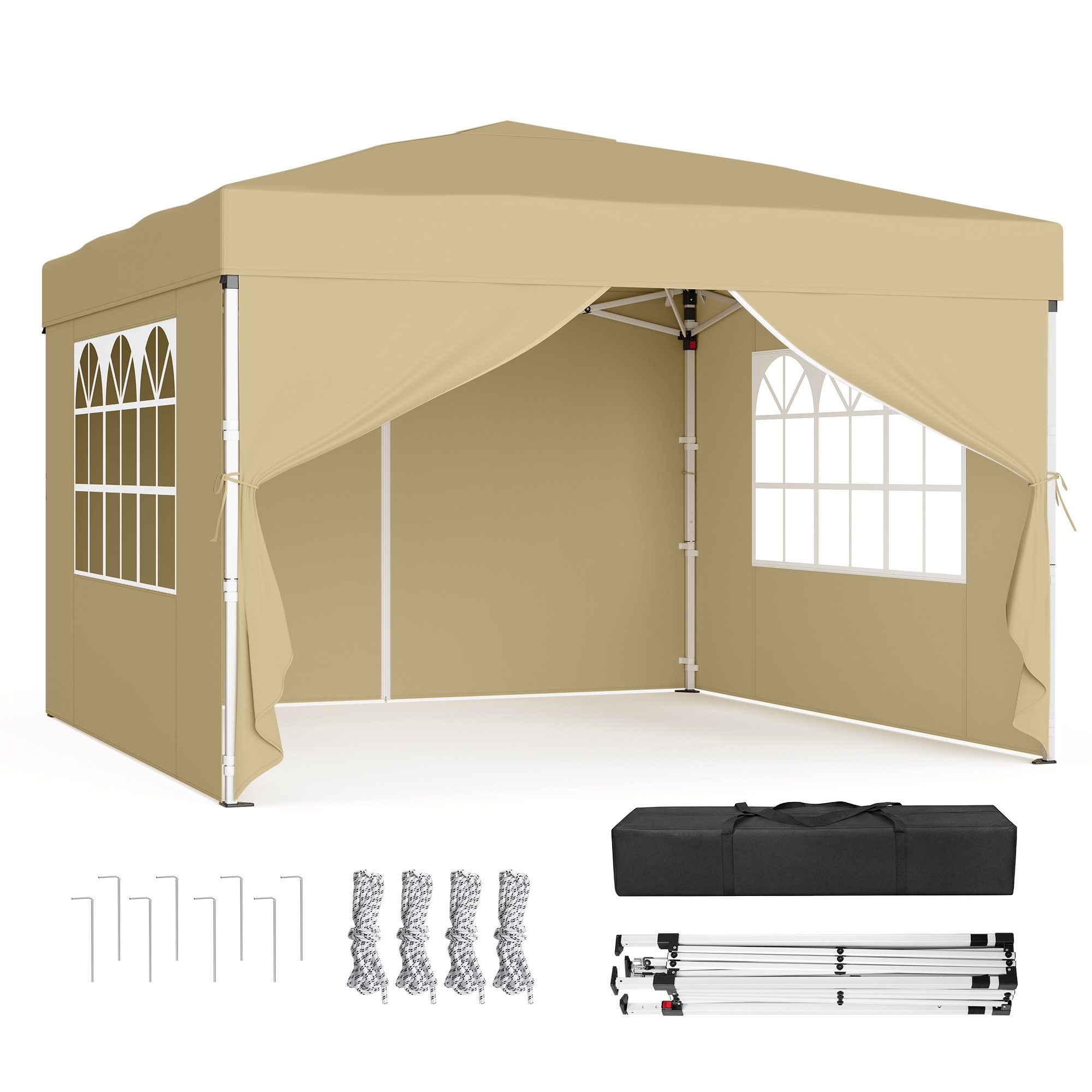 SONGMICS Pavillon 3m/6m x 3m Pavillon mit 4 Seitenteilen,für Garten, mit 4 Seitenteilen, Faltzelt Seitenwänden, stabil, tragbar, Hof, Markt, Sonnenschutz