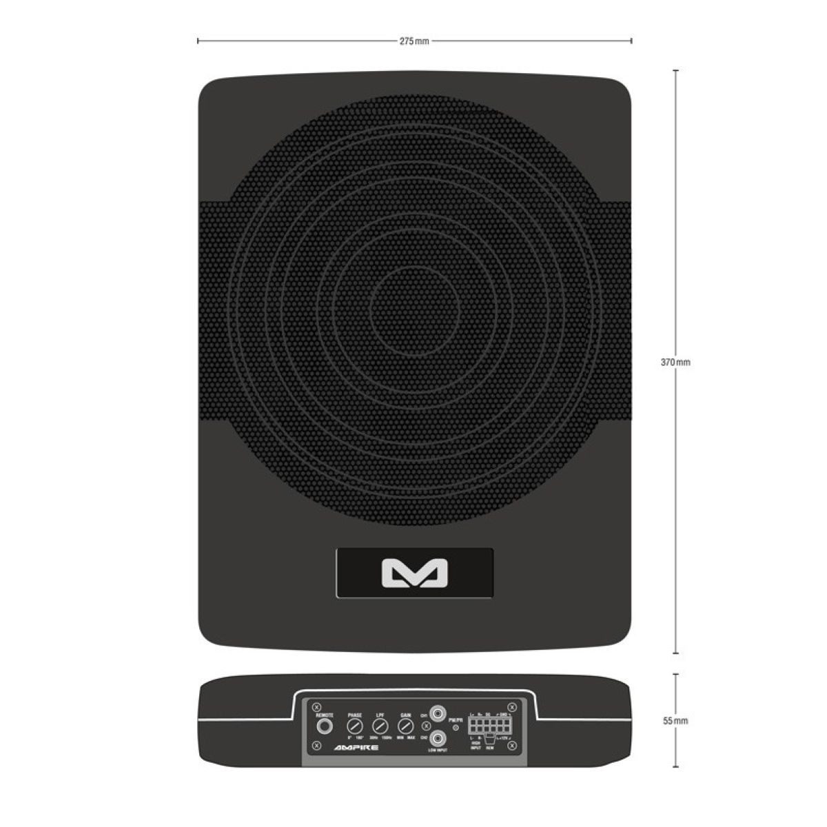 Ampire ACTIVE10-SL 25cm (10) Aktiv-Subwoofer Auto-Subwoofer (250 W, max.: W cm)