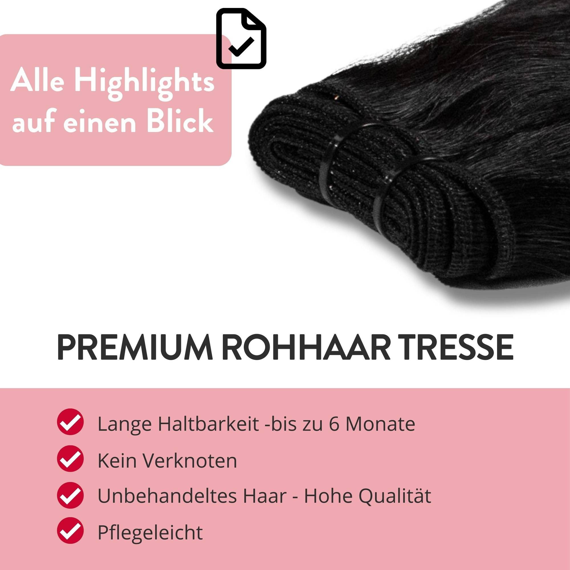 hair2heart Echthaar-Extension Premium Rohhaar Tresse 40cm