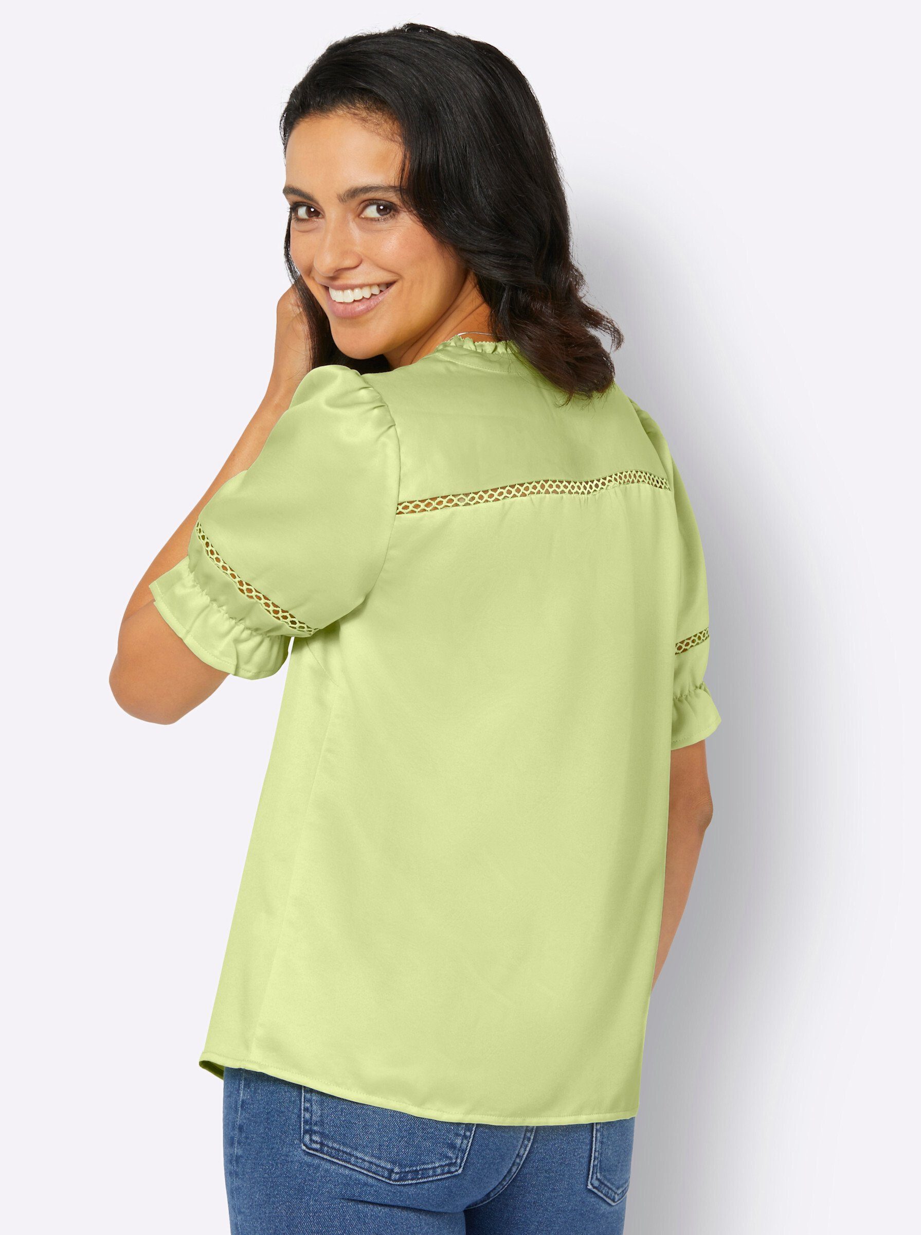 Witt Klassische Bluse Satin-Bluse Kurzarm