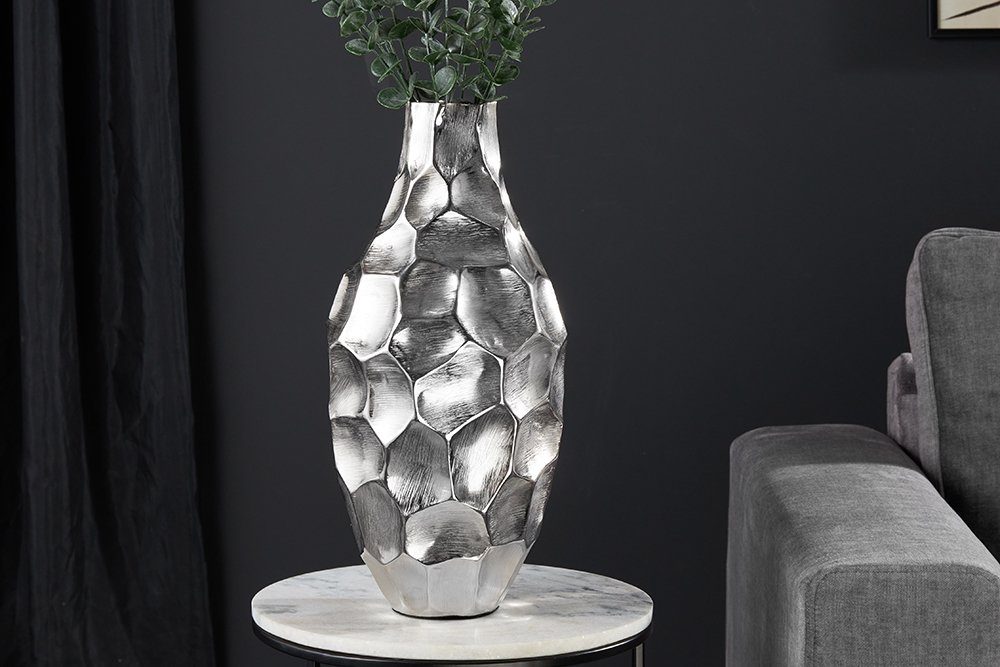 Dekoration Tischvase Wohnzimmer riess-ambiente silber Blumen · · St), ORGANIC (1 · Metall 44cm ORIENT