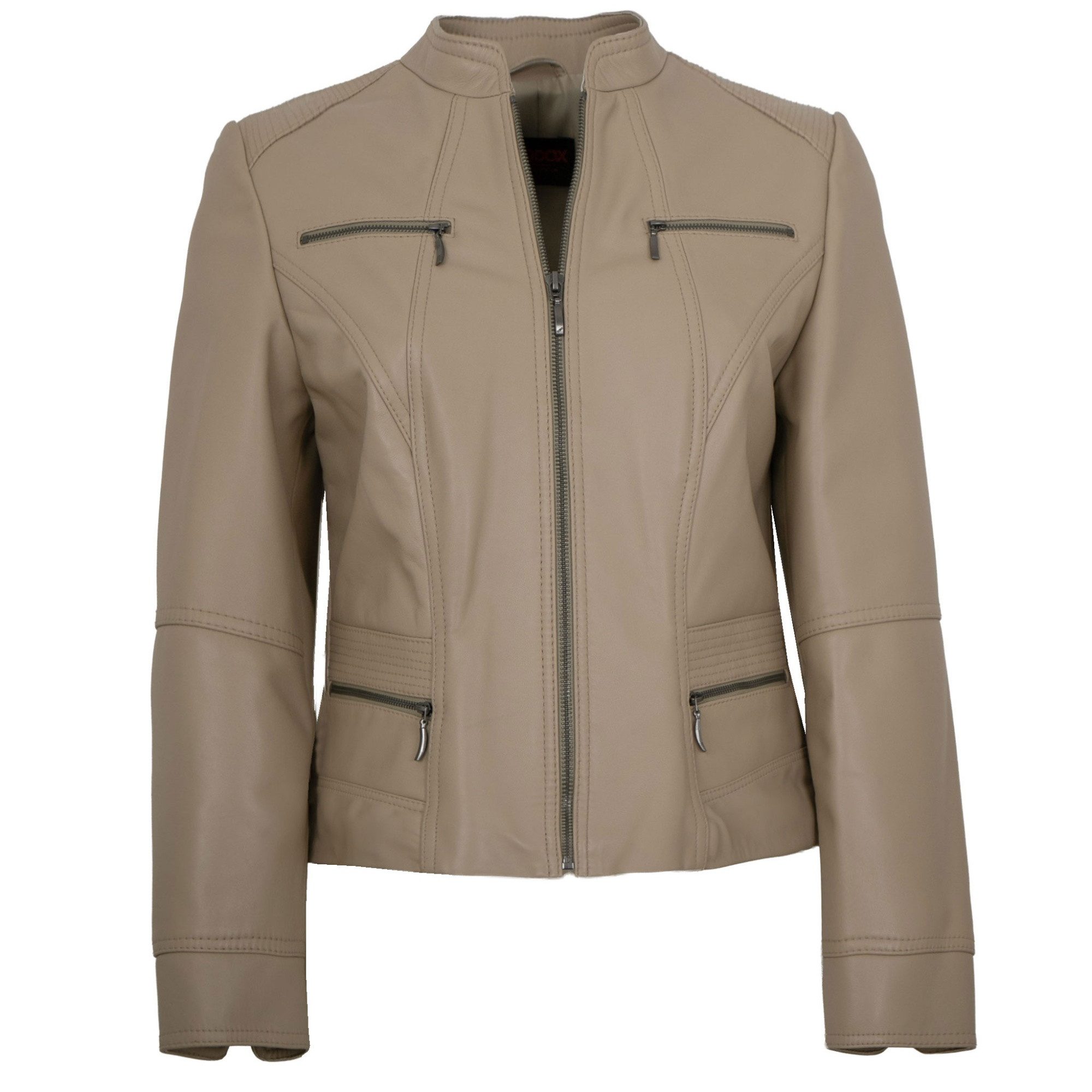 Maddox Lederjacke Clari MADDOX - Damen Lederjacke Lammnappa taupe