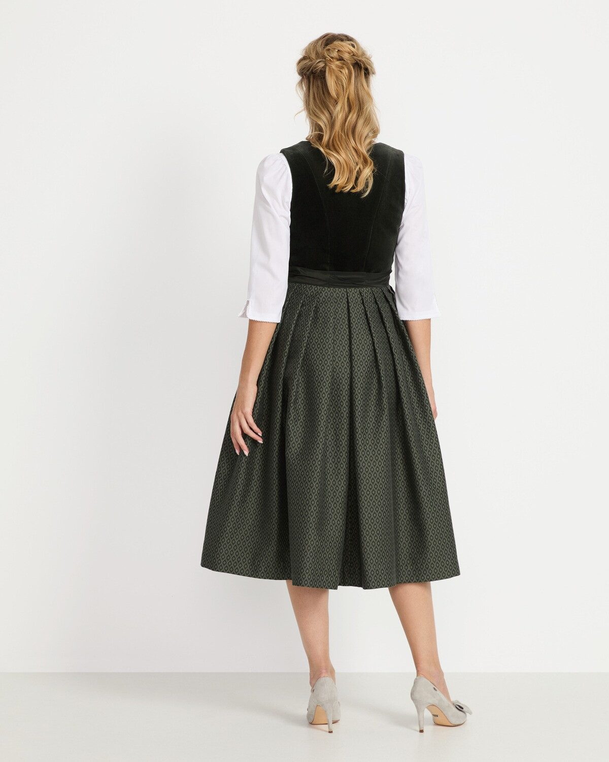 Luis Steindl Dirndl Langes Samt-Dirndl mit Jacquard-Rock