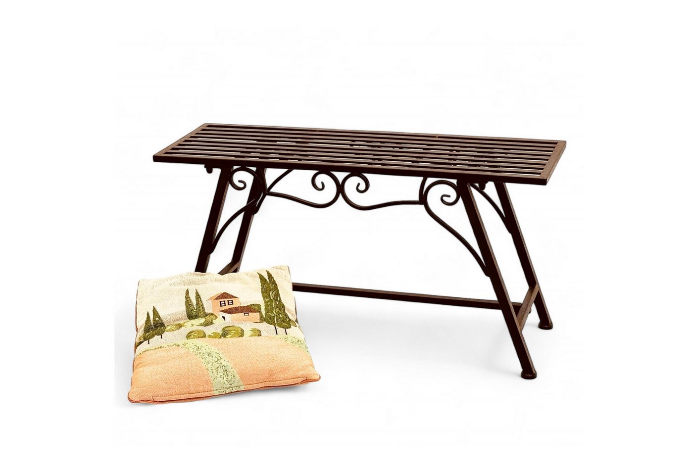 DanDiBo Gartenbank Wetterfest Metall 83 cm Sitzbank mit Ornamenten "Cucciu S", Rost Optik, Robuste Eisenbank Antik-Design Ideal für Terrasse & Balkon