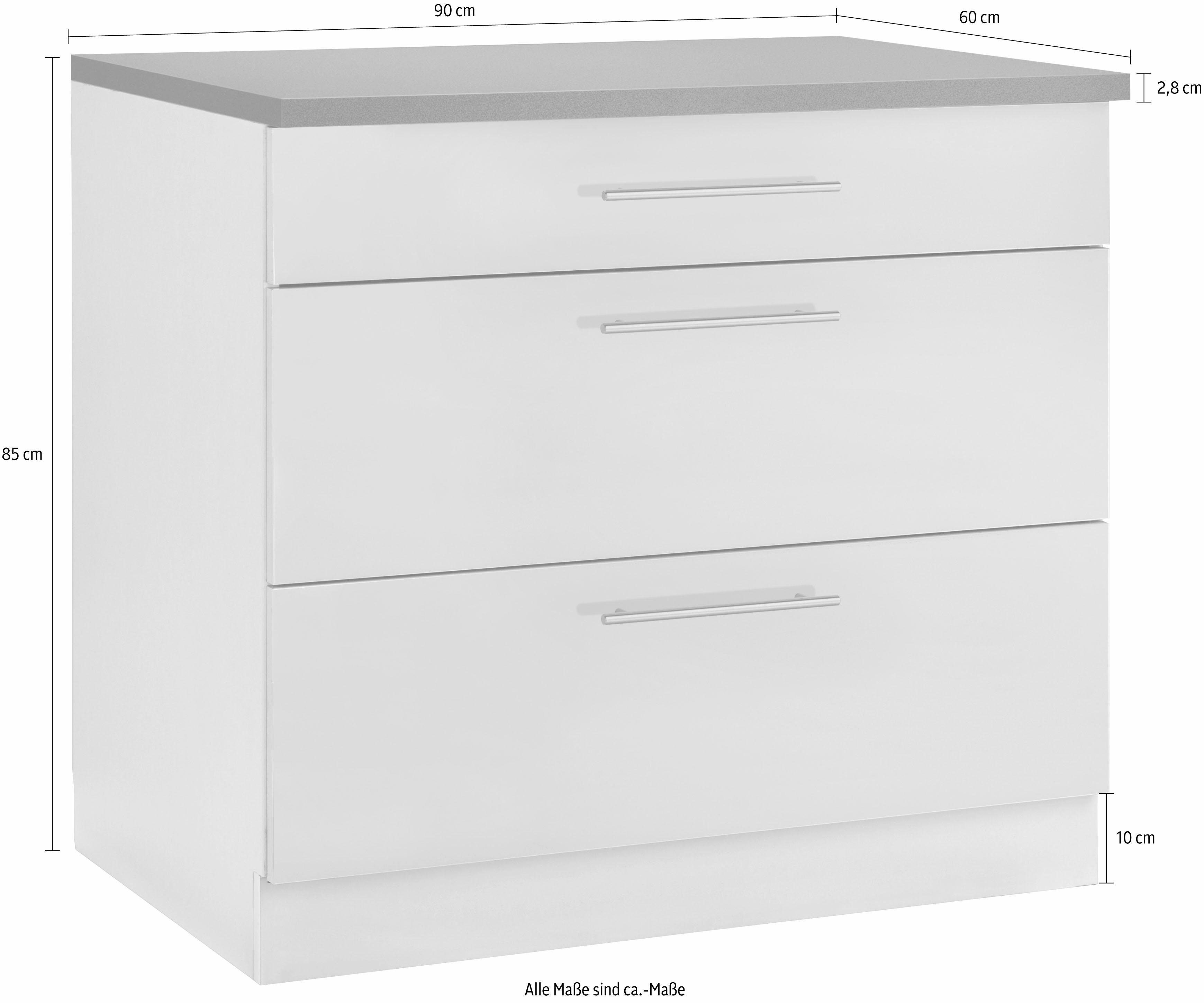 wiho Küchen Unterschrank Cali 90 cm breit, mit 2 großen Auszügen – Bild 4 von 5