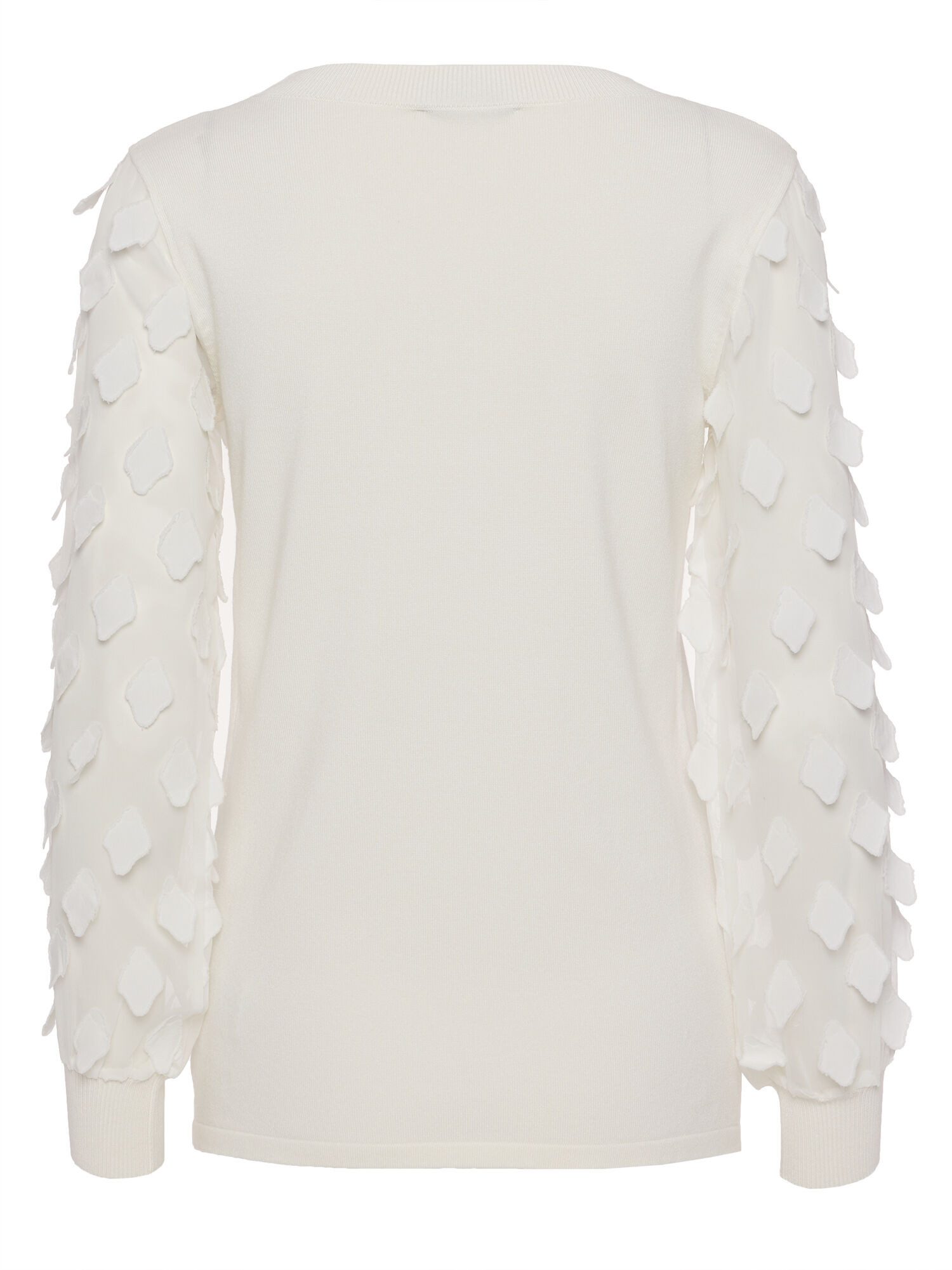 MONACO blue Rundhalspullover Strickshirt Figurumspielend mit transparenten Ärmeln