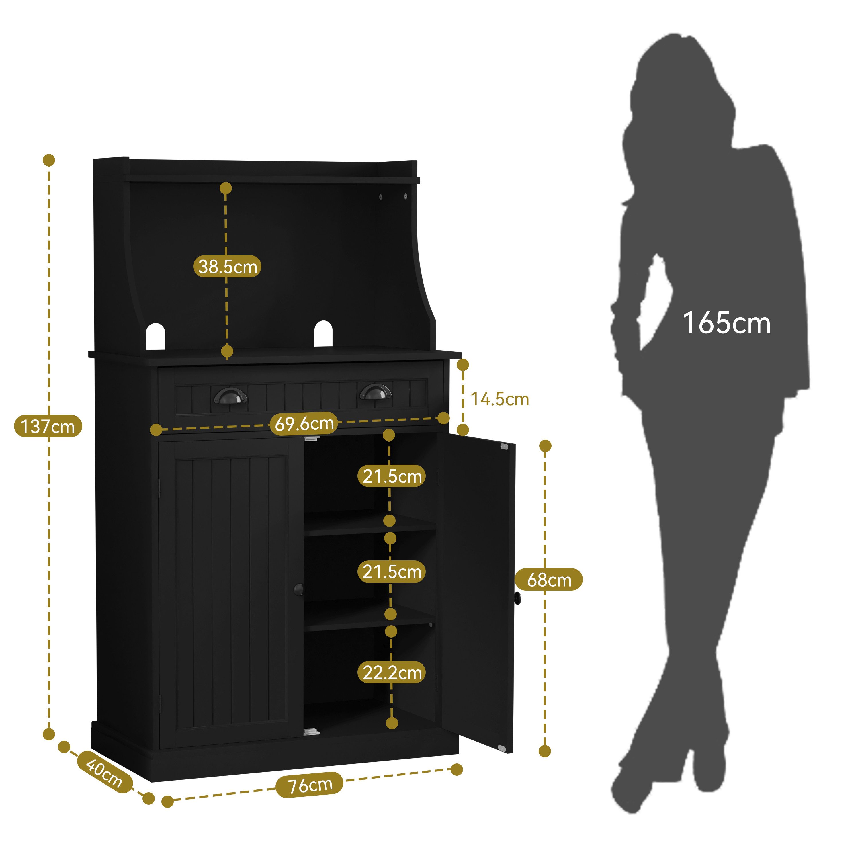 HOLTICO Küchenbuffet Küchenschrank Mehrzweckschrank mit Verstellbarem Regal (1-St) Schrank Freistehend für Küche, Wohnzimmer, Schlafzimmer
