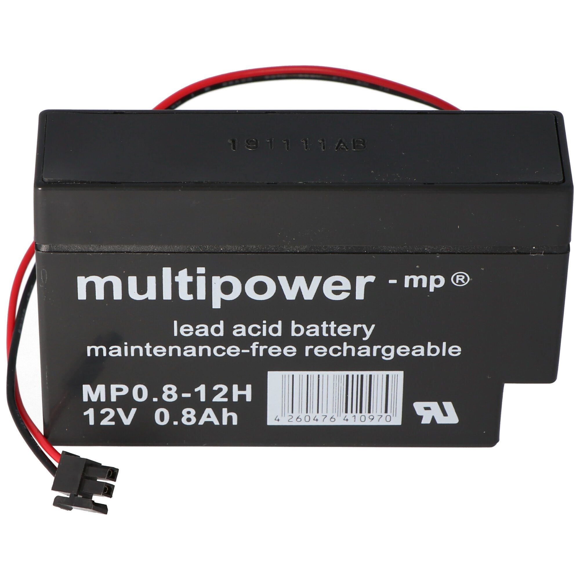 Multipower Multipower MP0.8-12H Blei Akku mit Molex 43025-200 Stecker schwarz, A Akku 800 mAh (12,0 V)