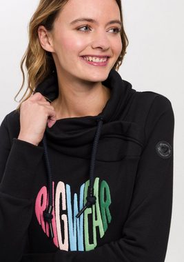 Ragwear Sweater NESKA LOVE O mit asymetrischem Schalkragen im Rainbow Pride-Design