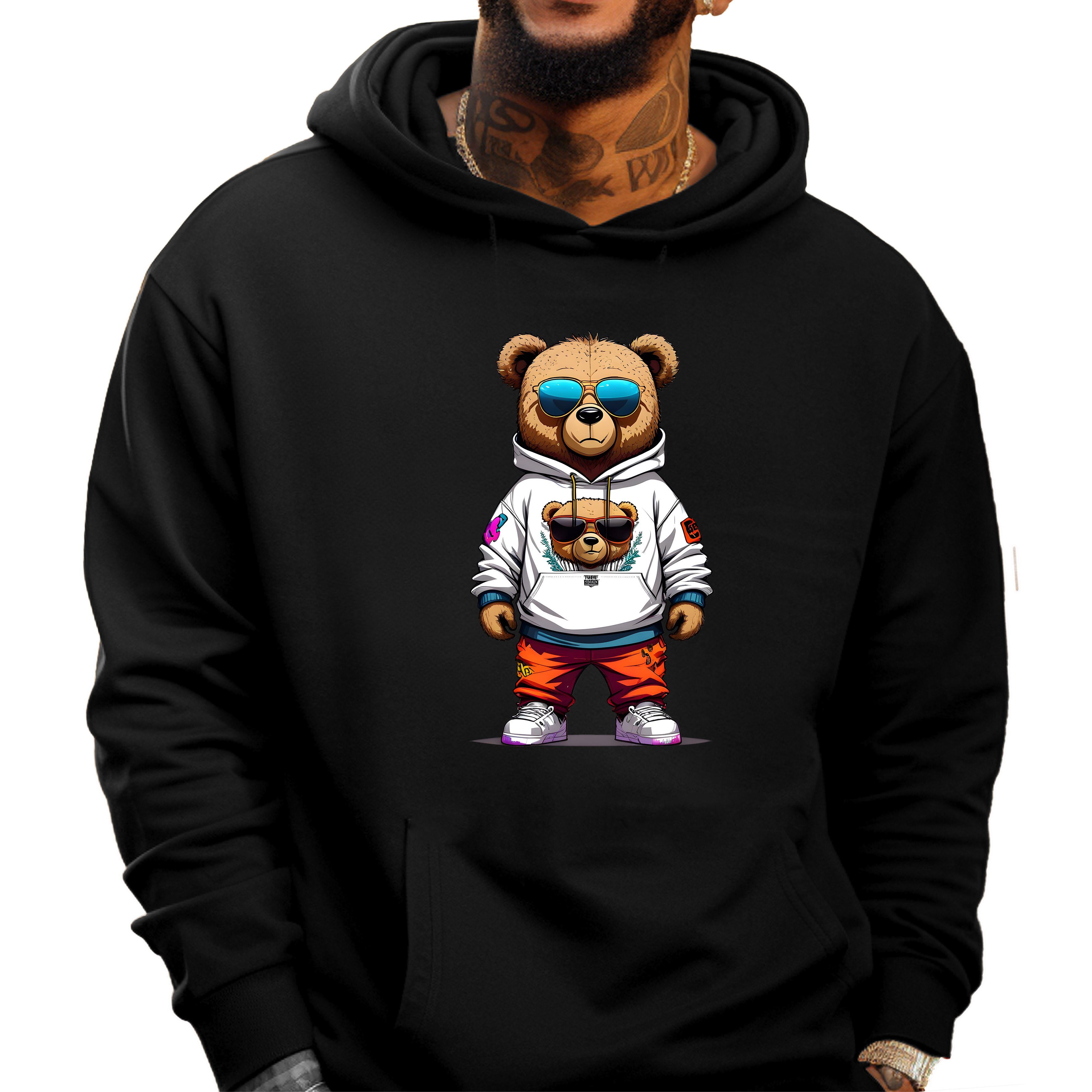 Banco Hoodie Herren Kapuzenpullover Hoodie Pullover Kapuze Druck TeddyBär günstig online kaufen