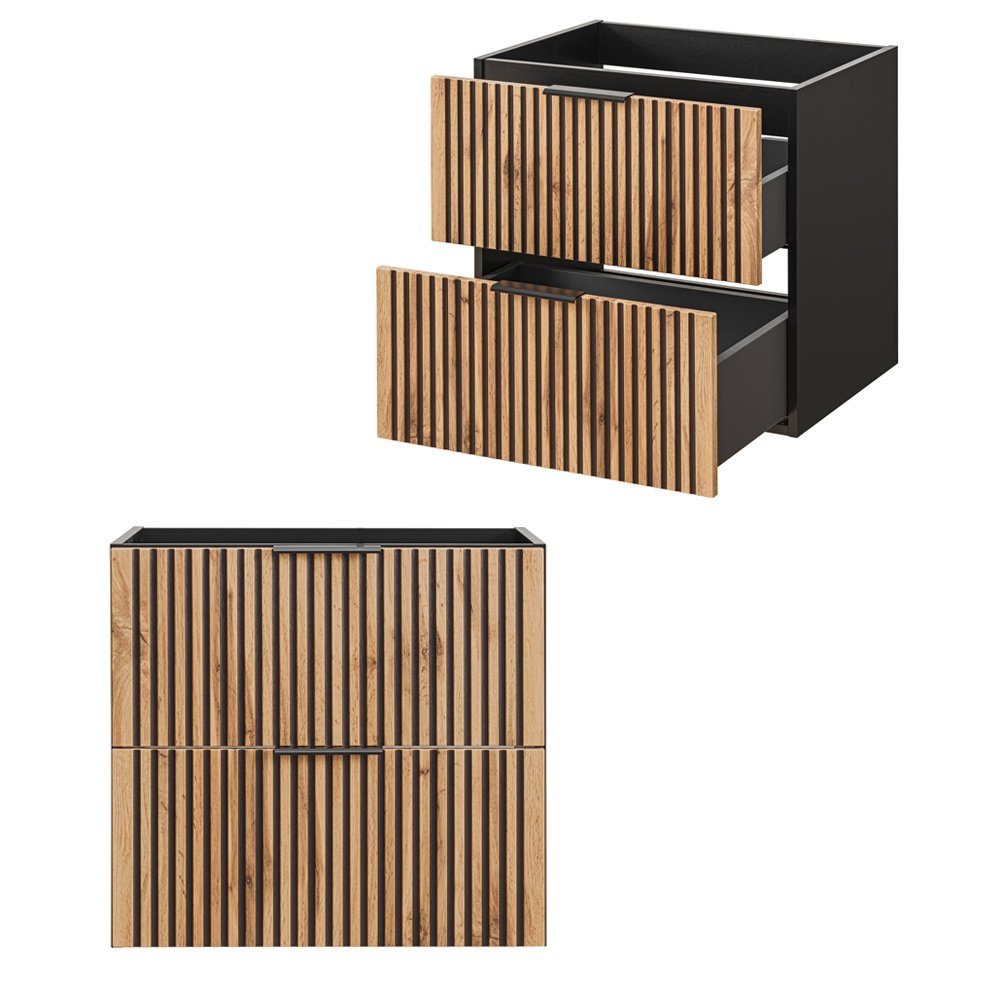 Lomadox Waschbeckenschrank XANTEN-56 anthrazit, Wotan Eiche Nb., Auszüge, S günstig online kaufen